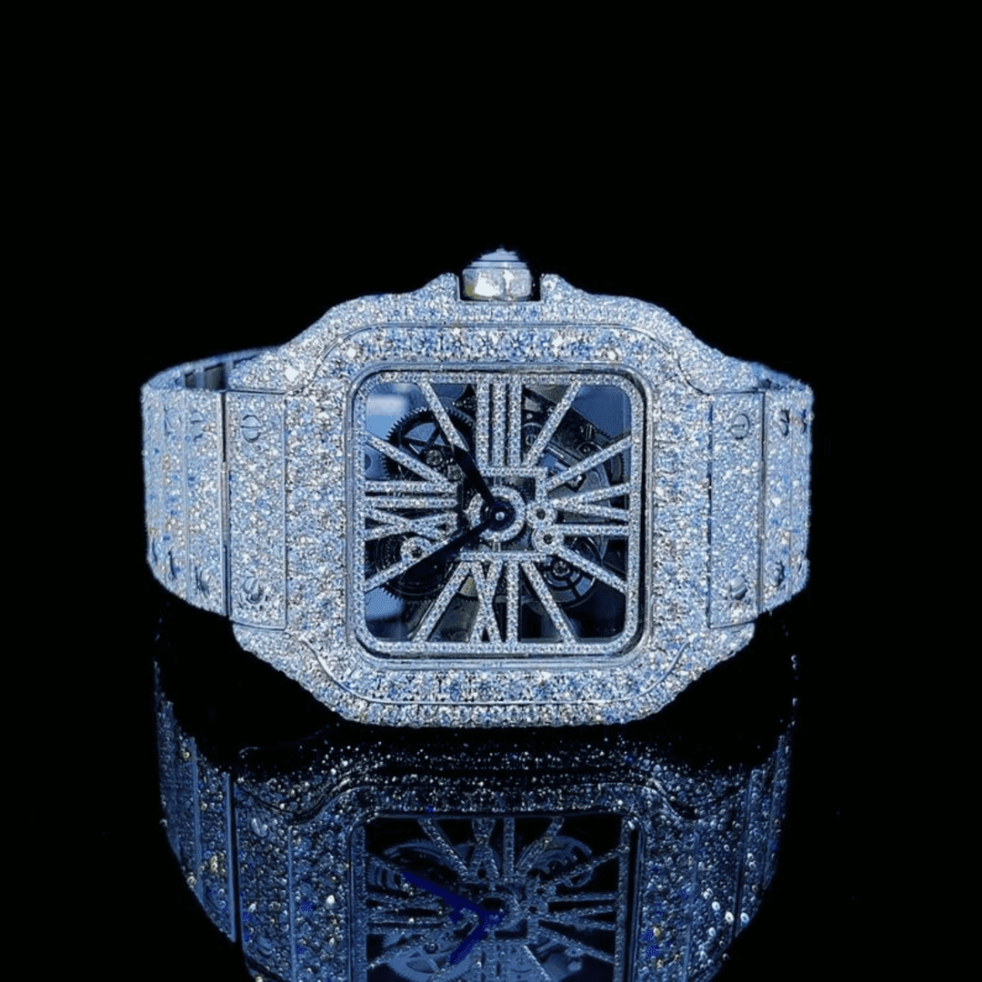 Iced Out Stainless Steel Bust Down VVS Moissanite Watch
