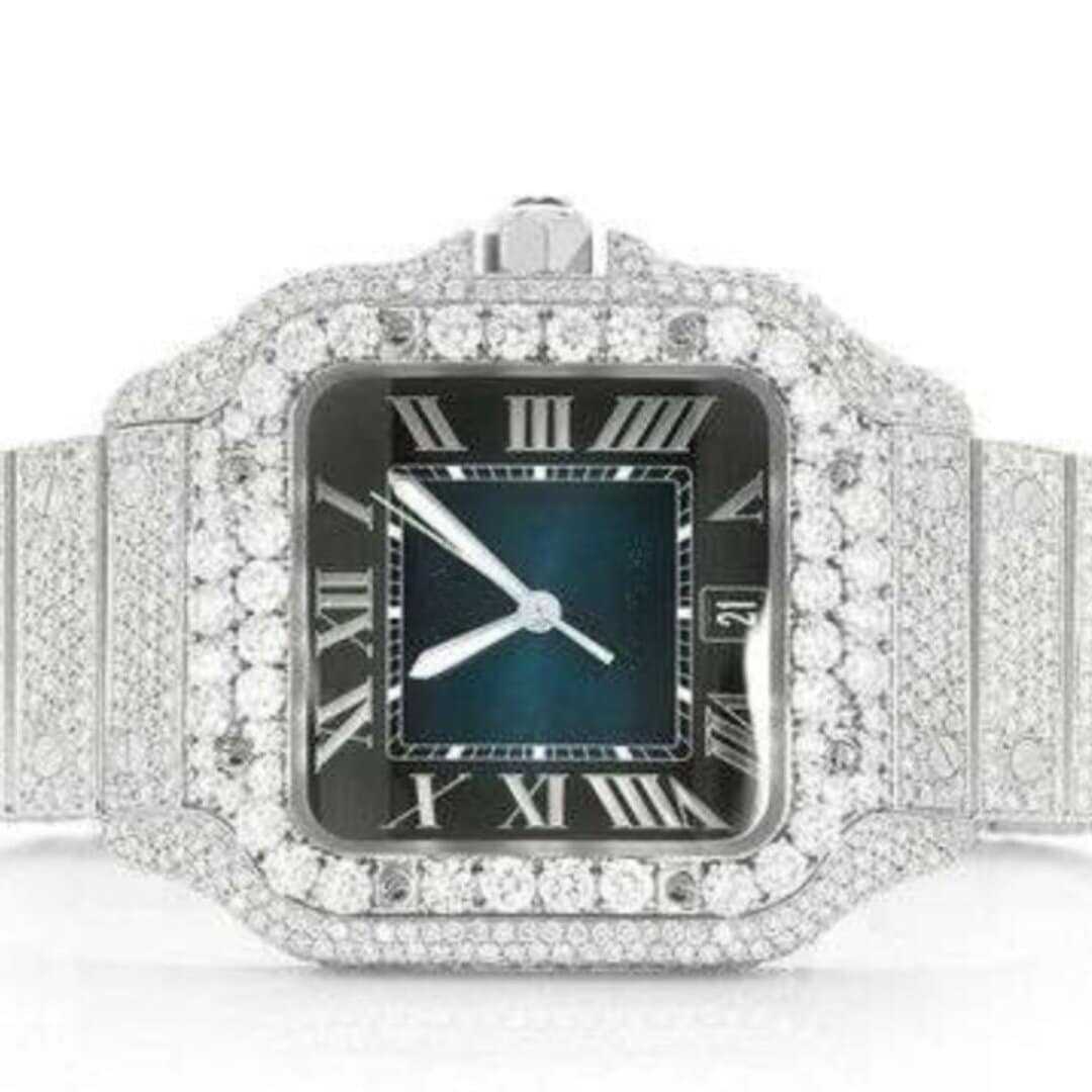 White Gold Plated Moissanite Wristwatch