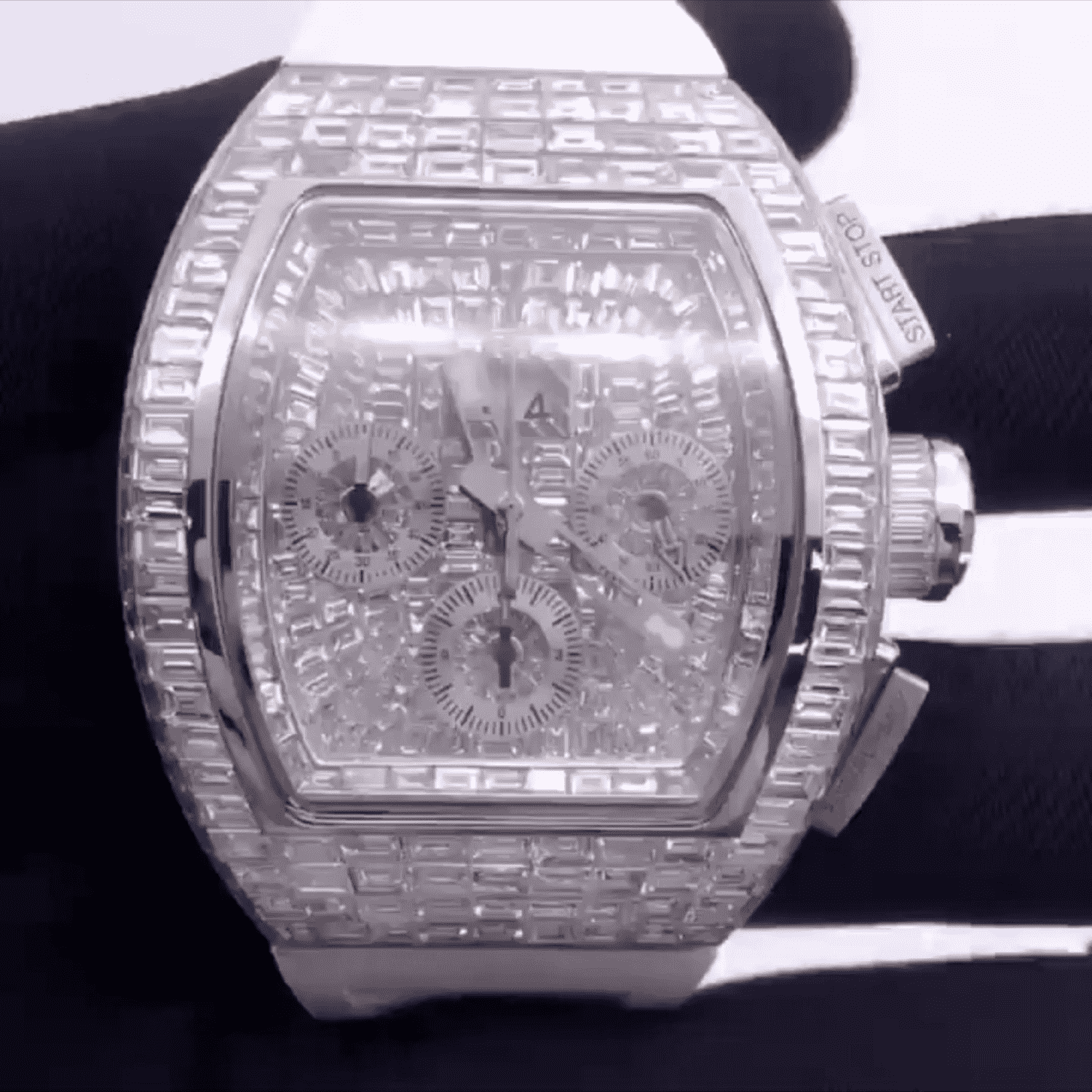 Ultimate Shine Moissanite Iced Out Watch with Silicone Band - Image 5