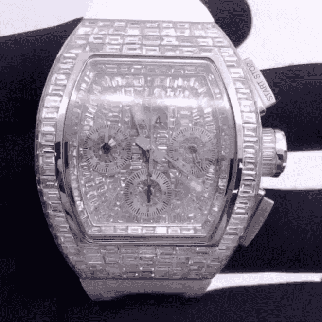 Ultimate Shine Moissanite Iced Out Watch with Silicone Band