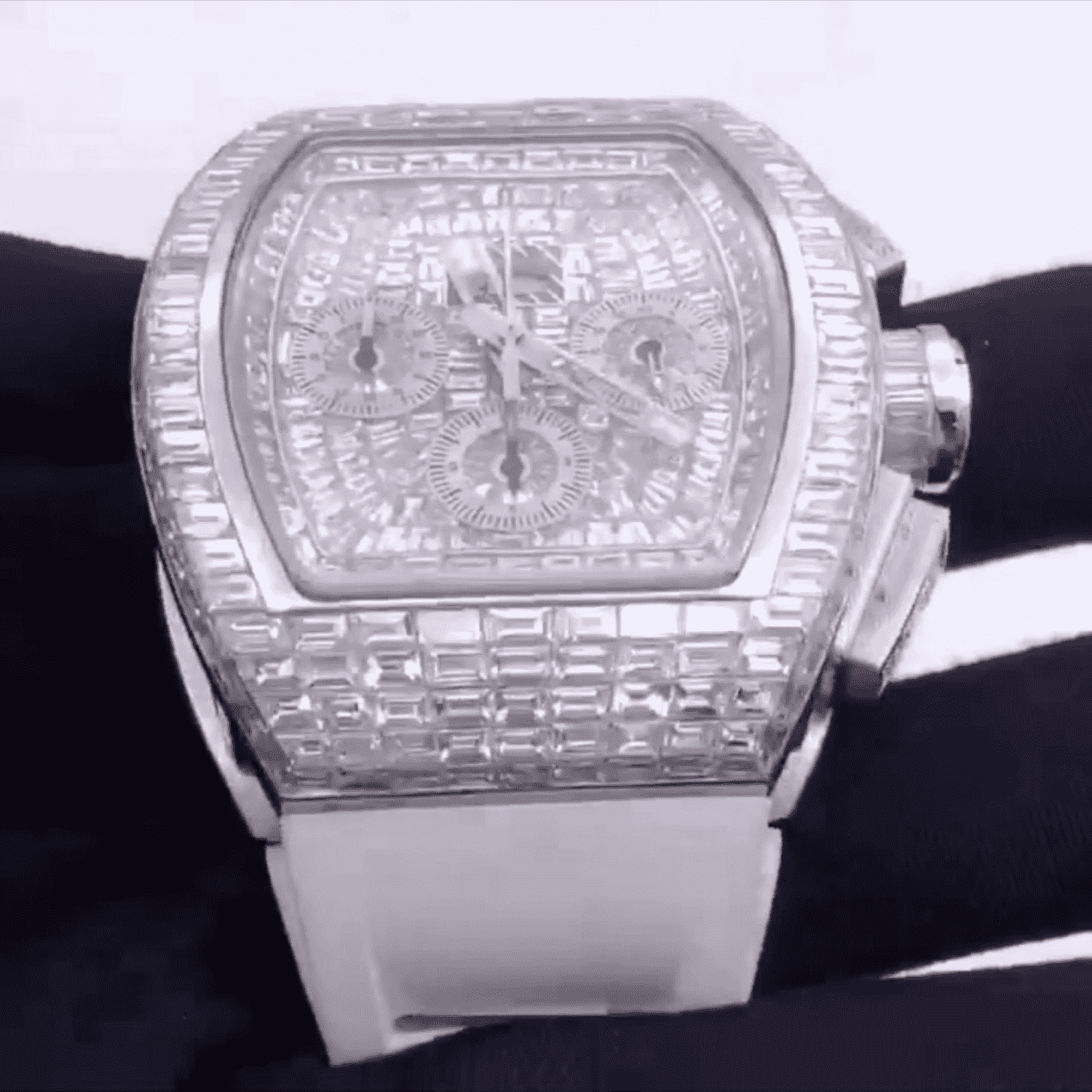 Ultimate Shine Moissanite Iced Out Watch with Silicone Band - Image 4