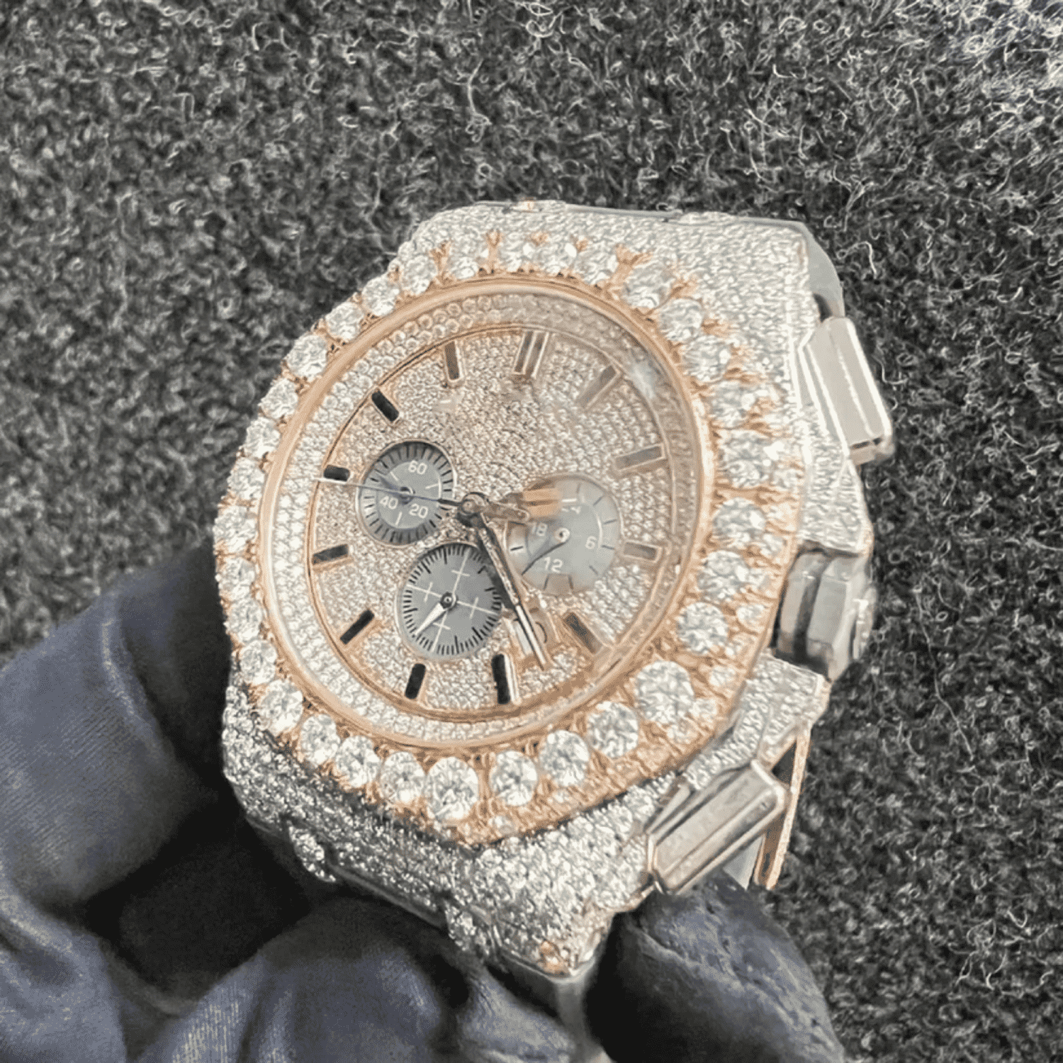 Iced Out Moissanite Watch with Premium Silicone Band - Image 3