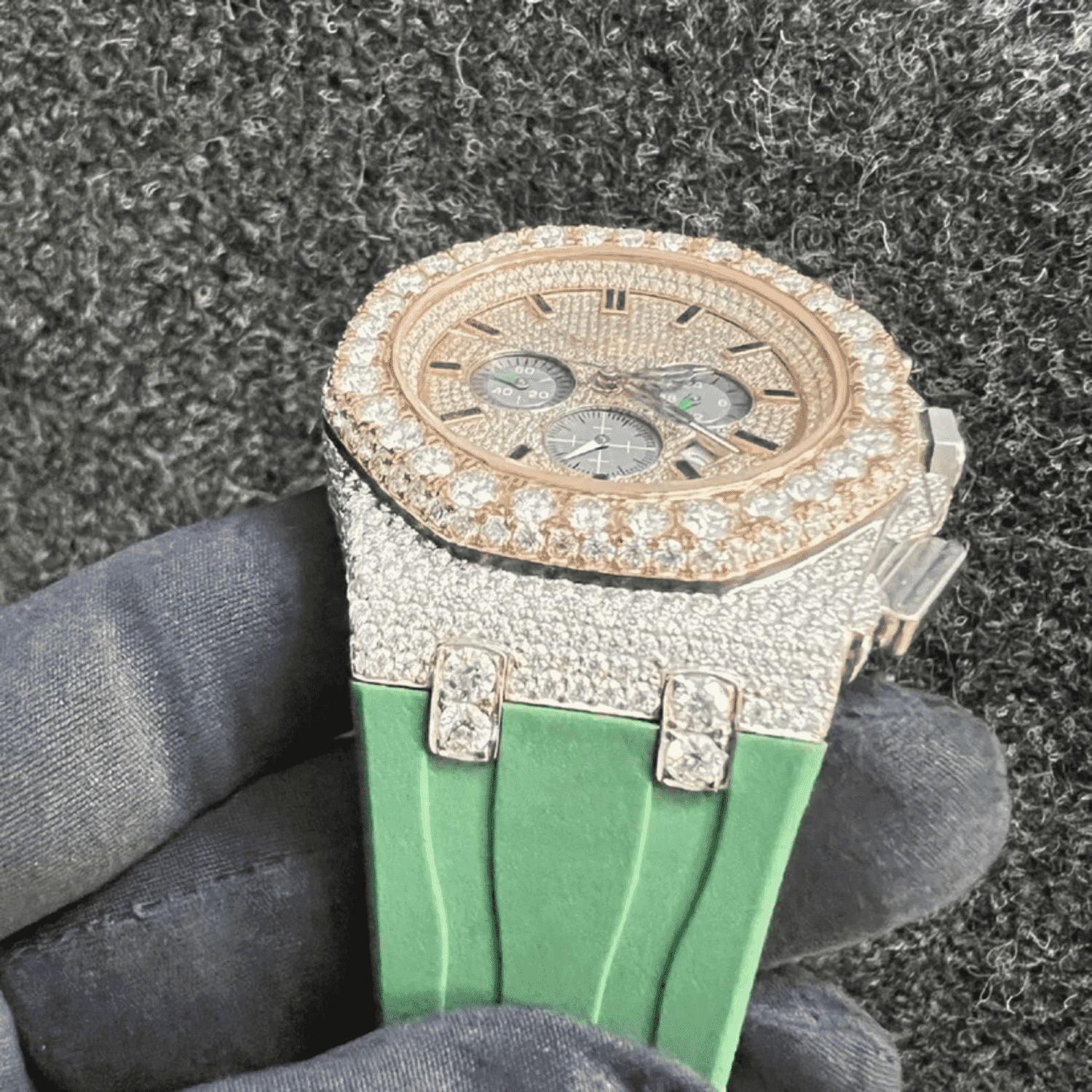 Iced Out Moissanite Watch with Premium Silicone Band - Image 2