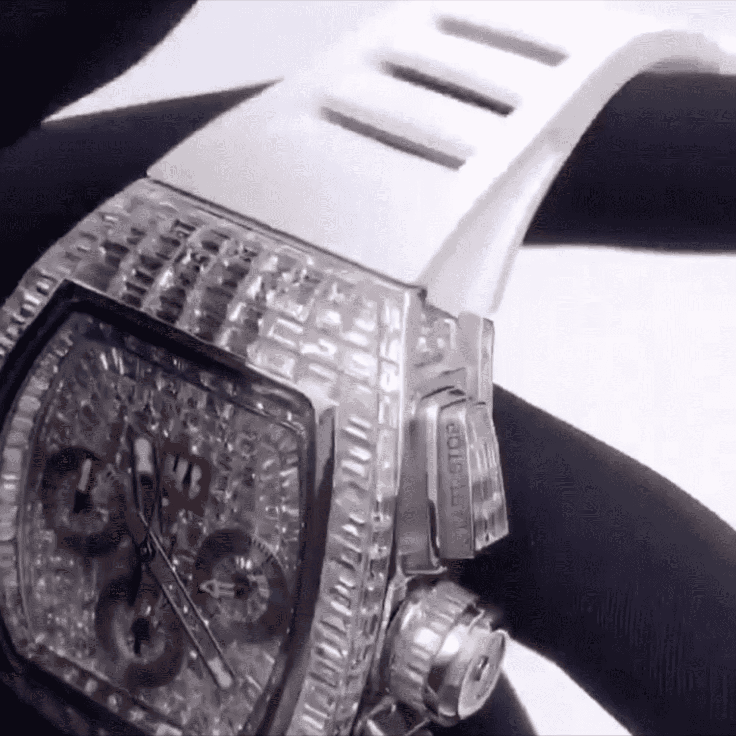 Ultimate Shine Moissanite Iced Out Watch with Silicone Band - Image 2
