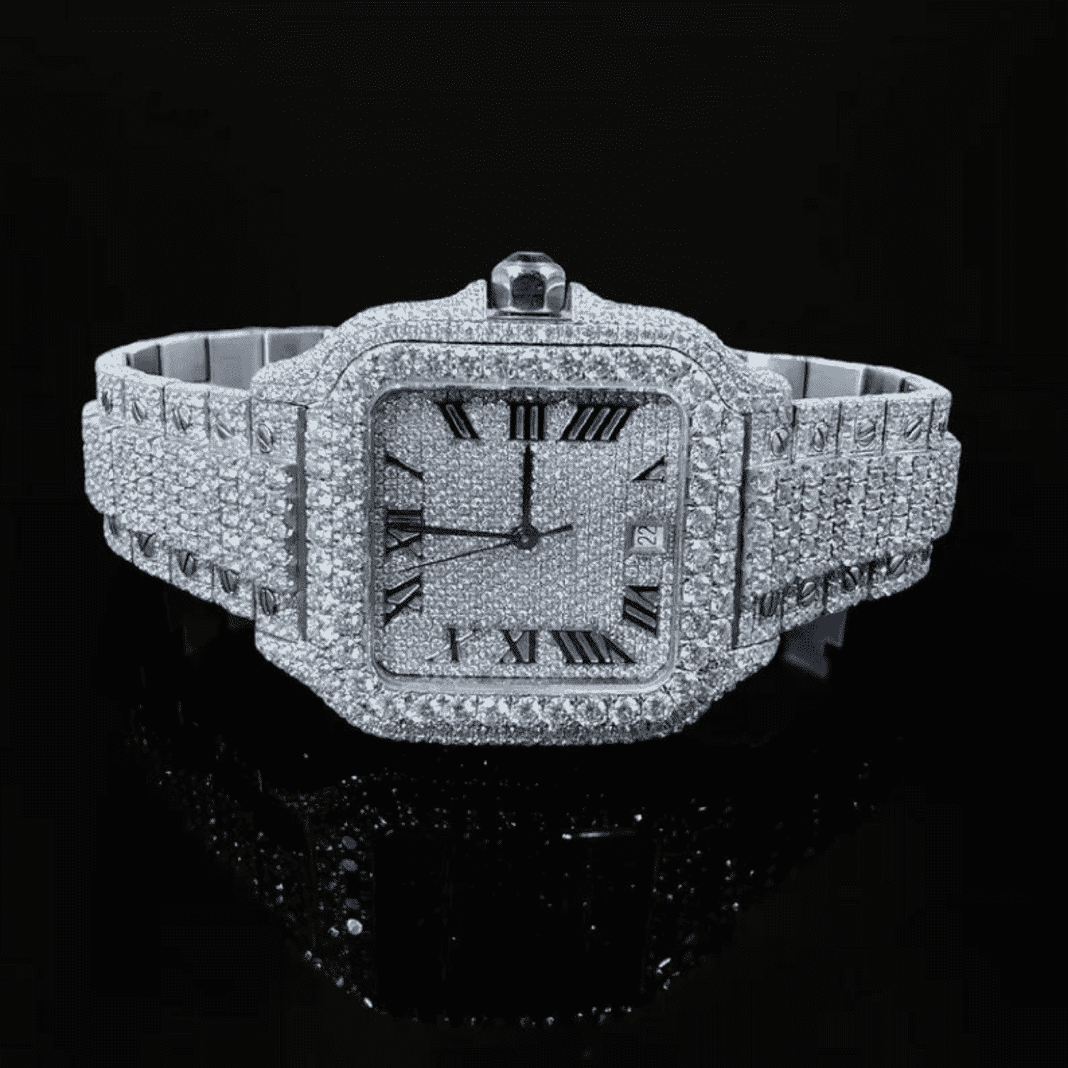 Iced Out Moissanite Watch