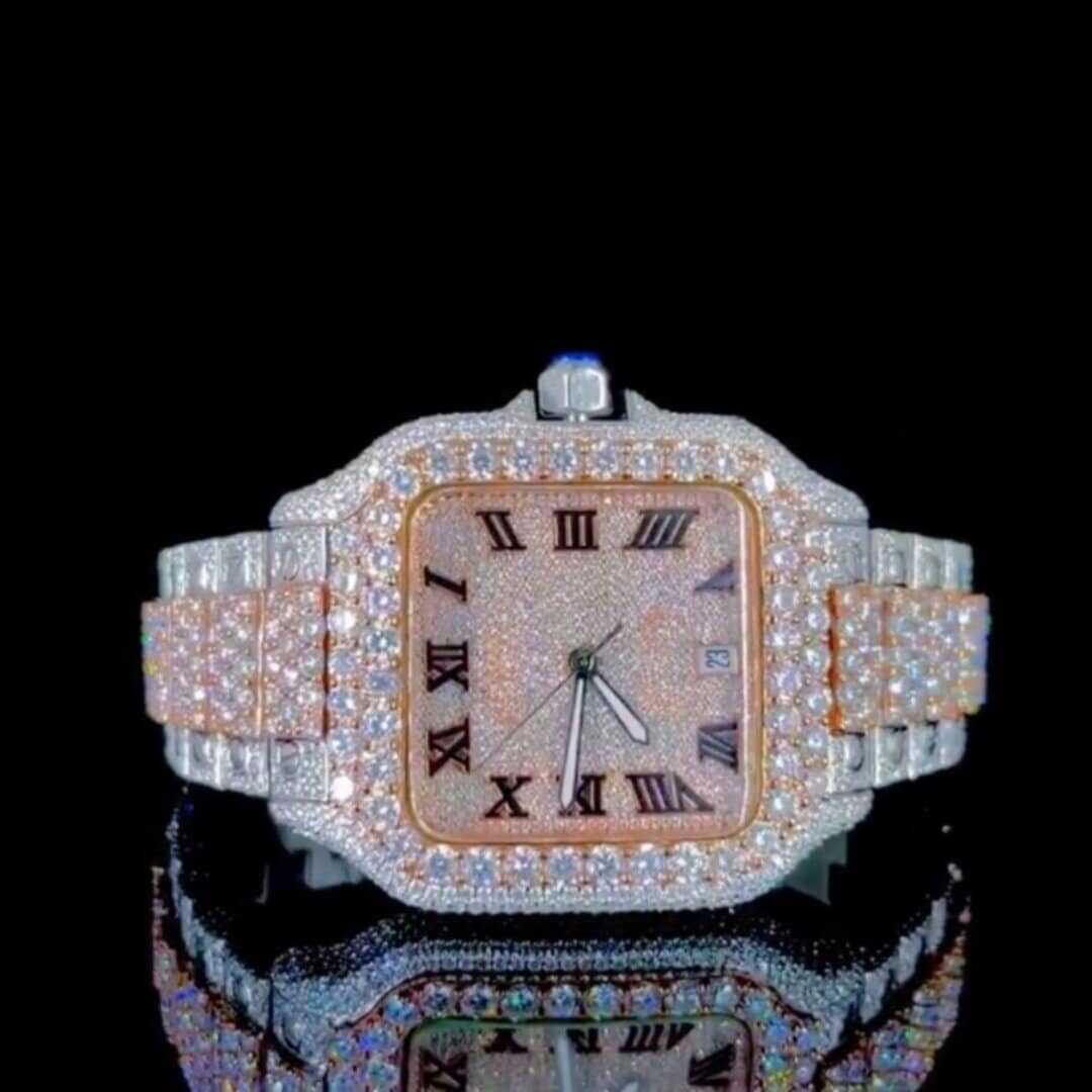 Moissanite Iced Out Stainless Steel Men’s Watch