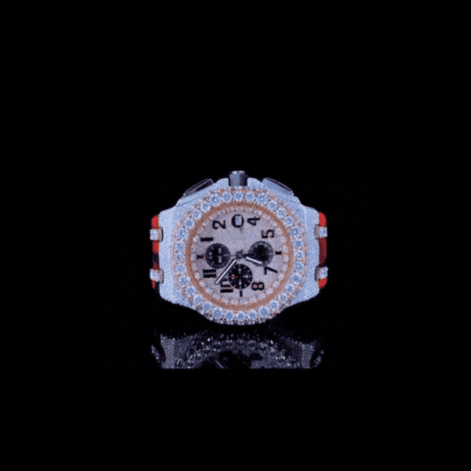 Moissanite Iced Out Silicone Band Watch, VVS Moissanite Watch