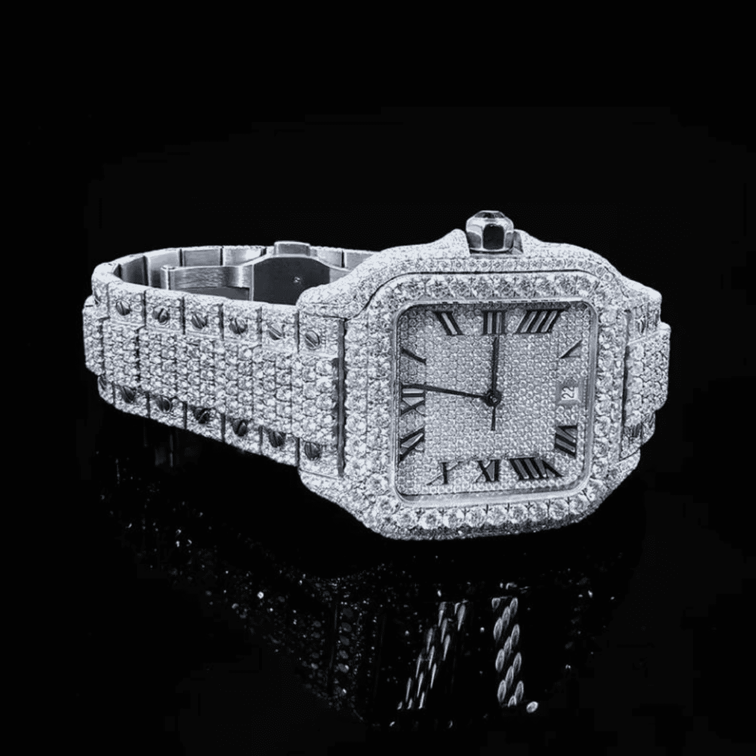 Iced Out Moissanite Watch