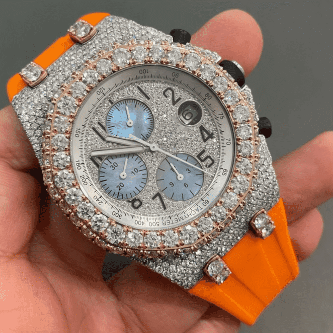 Full Iced Out Diamond Moissanite Luxury Silicone Band