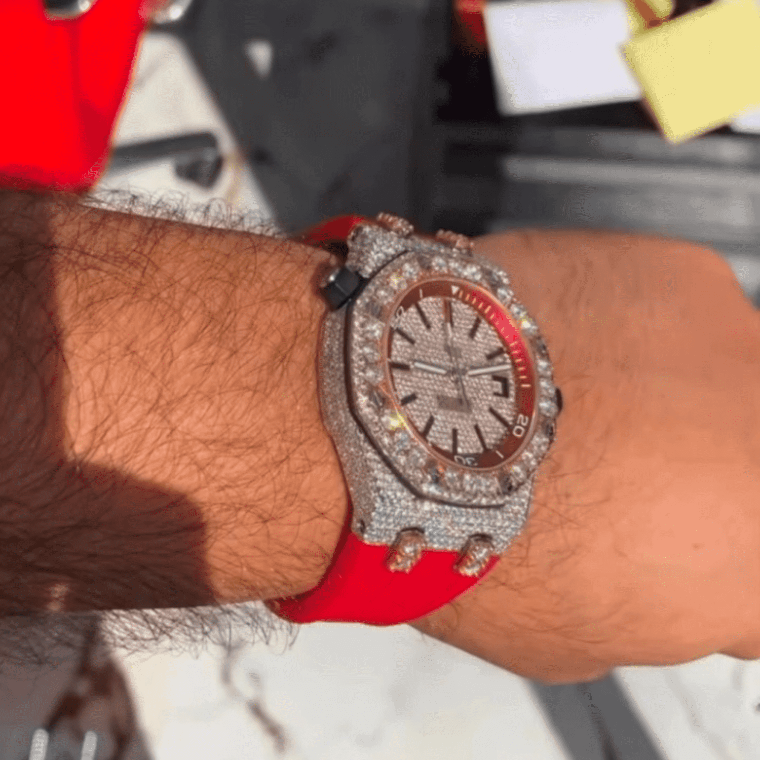 Iced Out Moissanite Watch for Men with Durable Silicone Band - Image 2