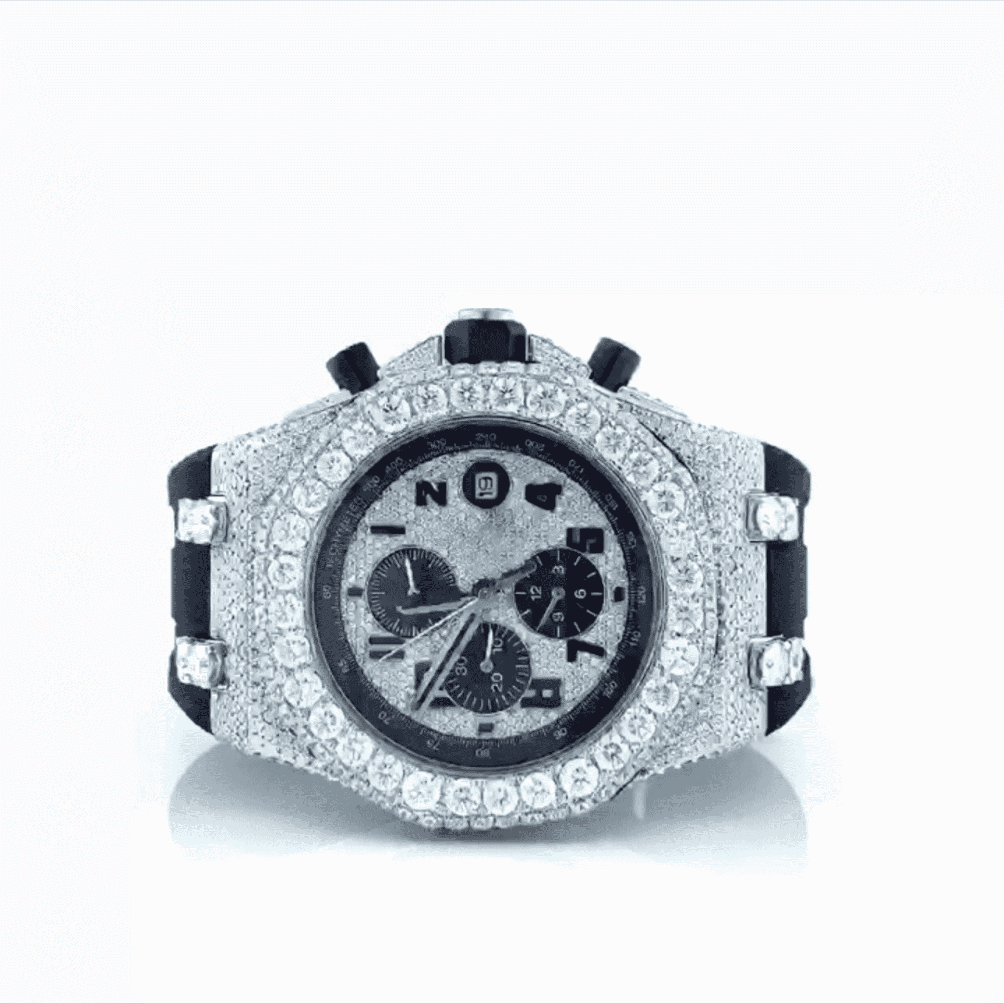 Men’s Moissanite Iced Out Watch with Soft Silicone Band