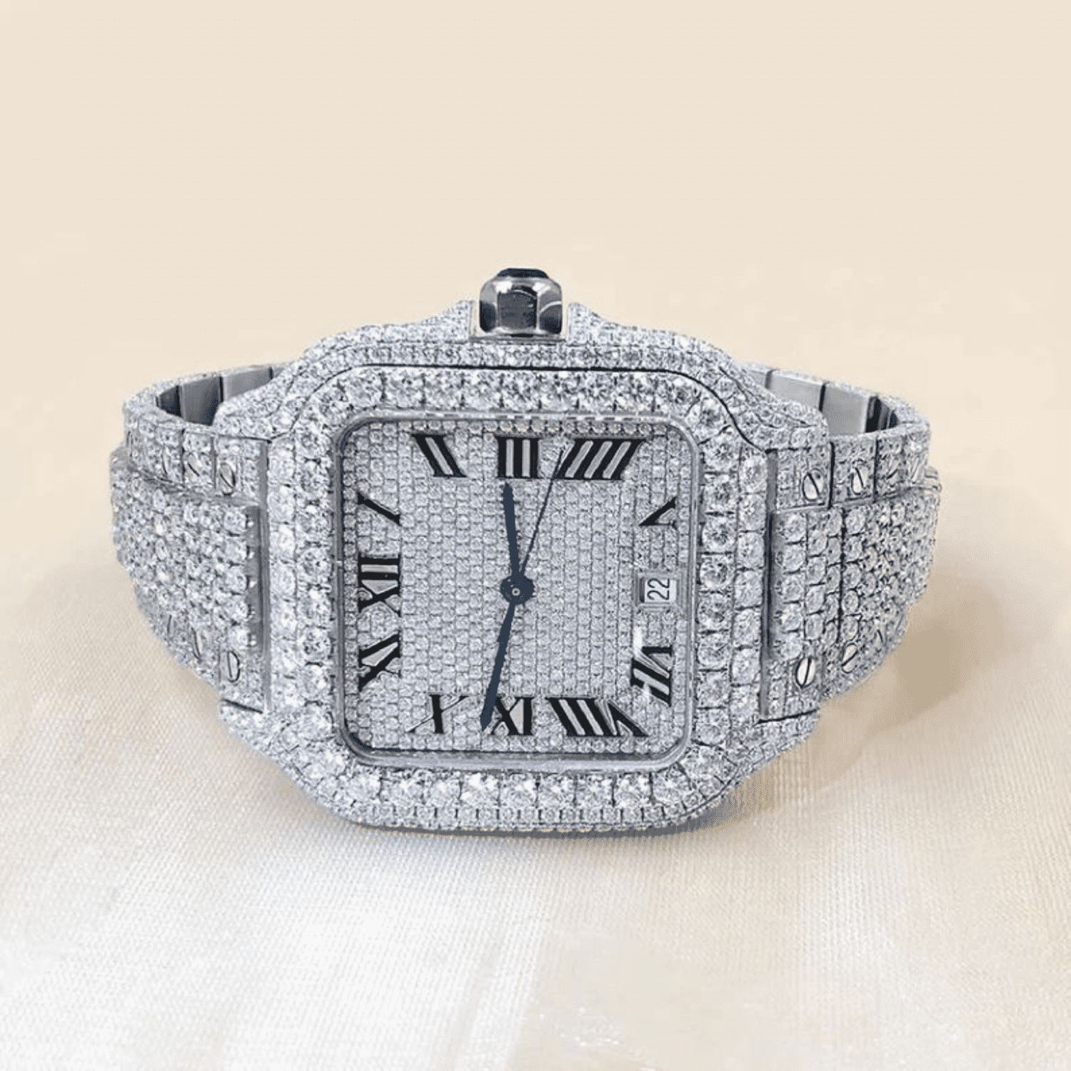 Iced Out Moissanite Watch
