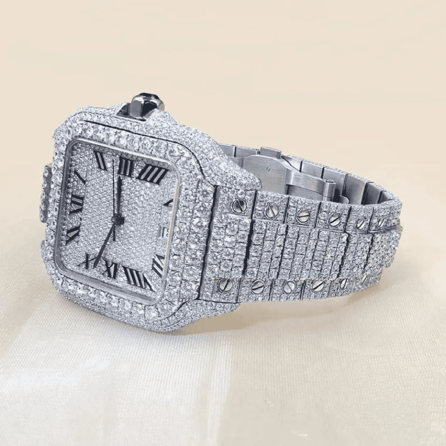 Iced Out Moissanite Watch