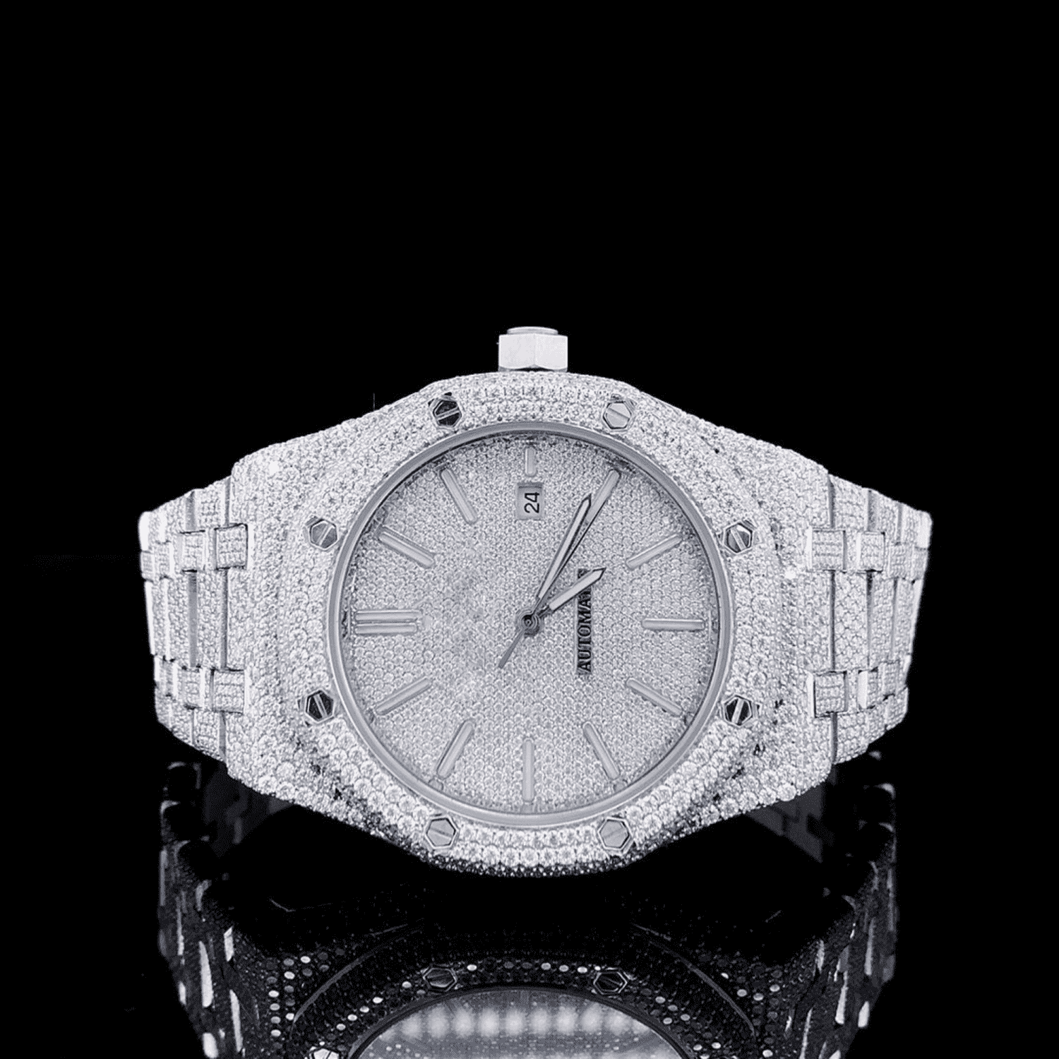 Stainless Steel Bust Down VVS Moissanite Watch for Gift - Image 2