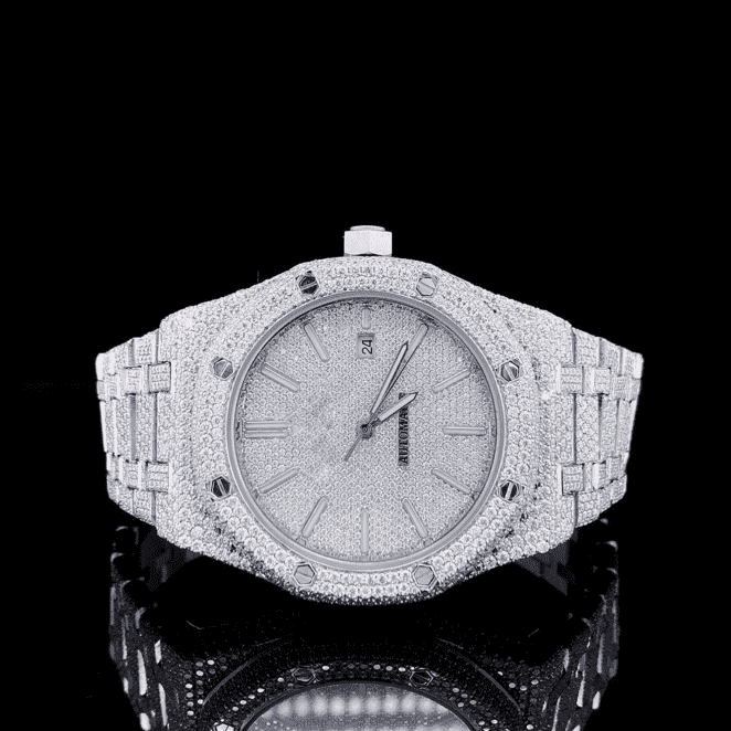 Stainless Steel Bust Down VVS Moissanite Watch for Gift