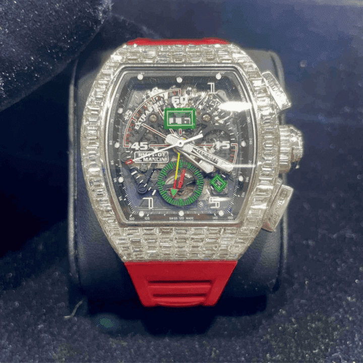 VVS Moissanite Iced Out Silicone Strap Watch