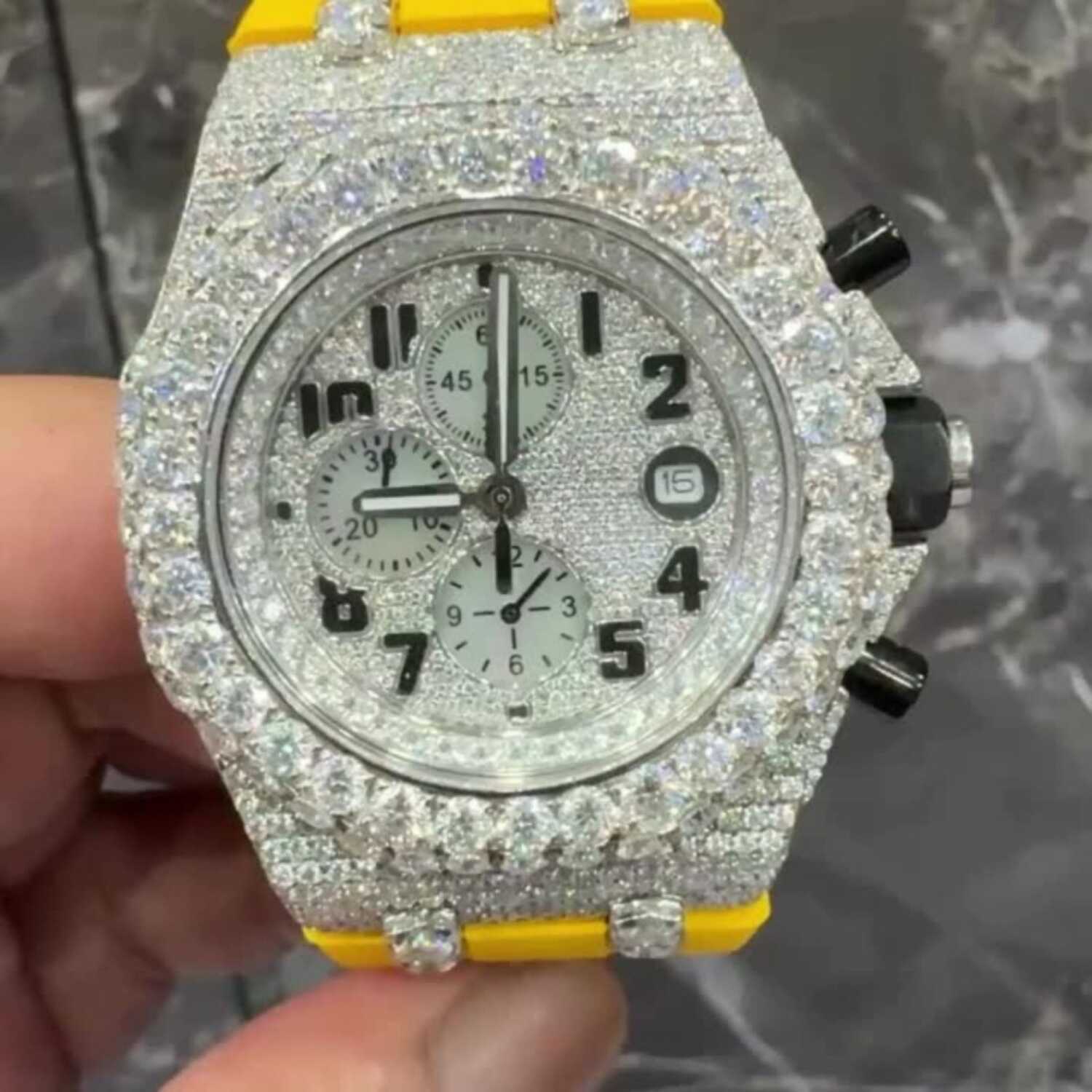 Fully Flooded Moissanite Watch with Sport Silicone Strap - Image 6