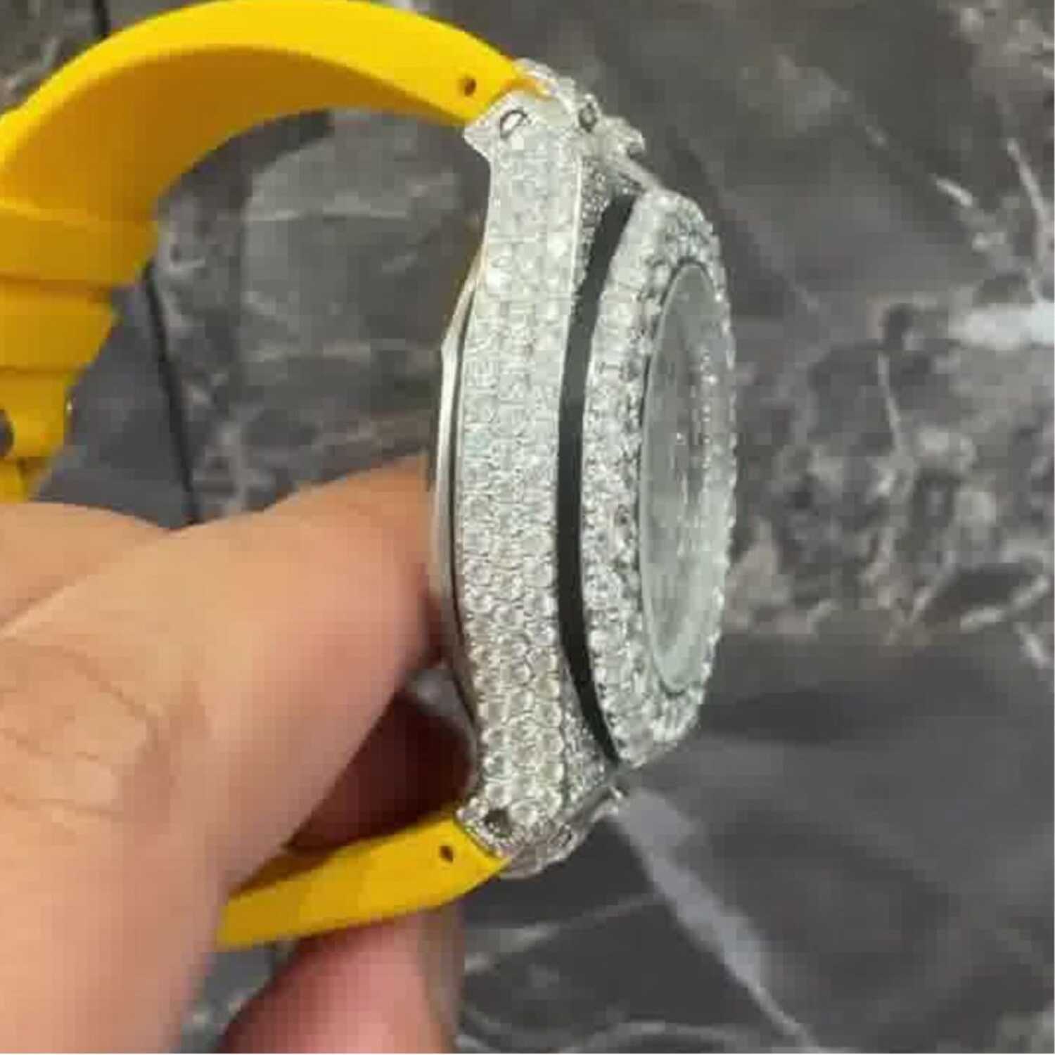 Fully Flooded Moissanite Watch with Sport Silicone Strap - Image 4