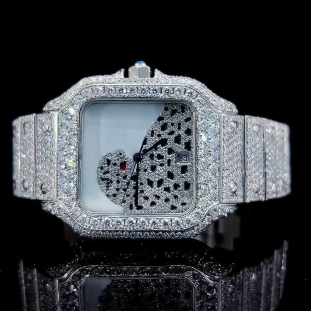 Fully Iced-Out Moissanite Bezel and Band Luxury Wristwatch for Men and Women - Image 5