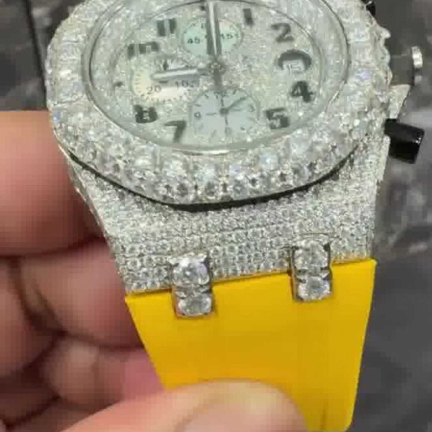 Fully Flooded Moissanite Watch with Sport Silicone Strap - Image 2