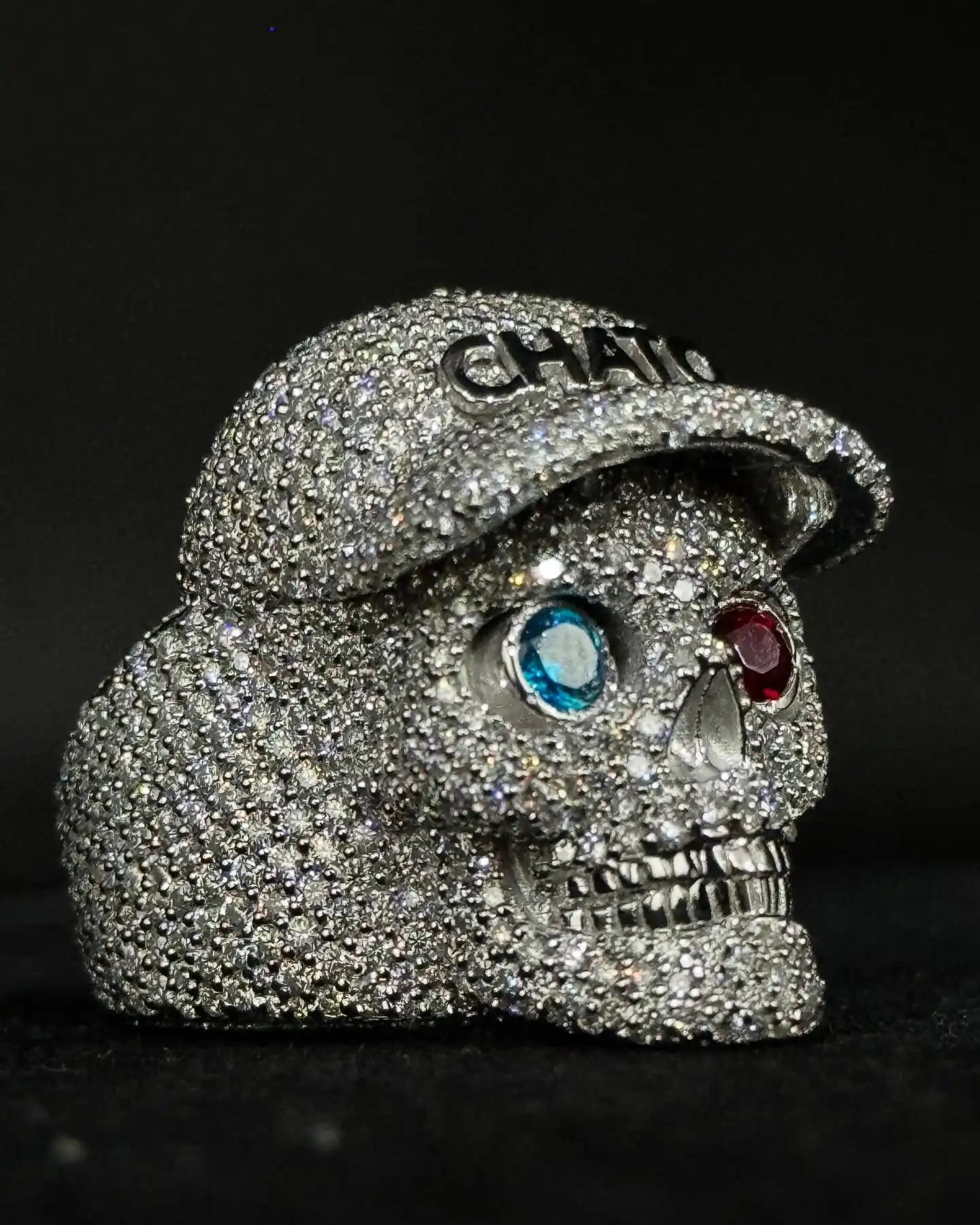 IcedJewelz Custom VVS1 Moissanite "Chato Skull" Statement Ring