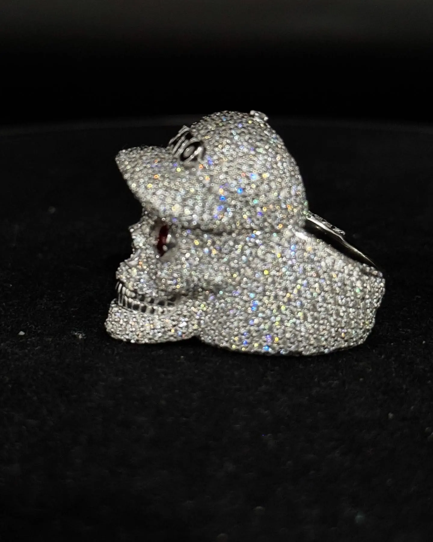 IcedJewelz Custom VVS1 Moissanite "Chato Skull" Statement Ring - Image 3