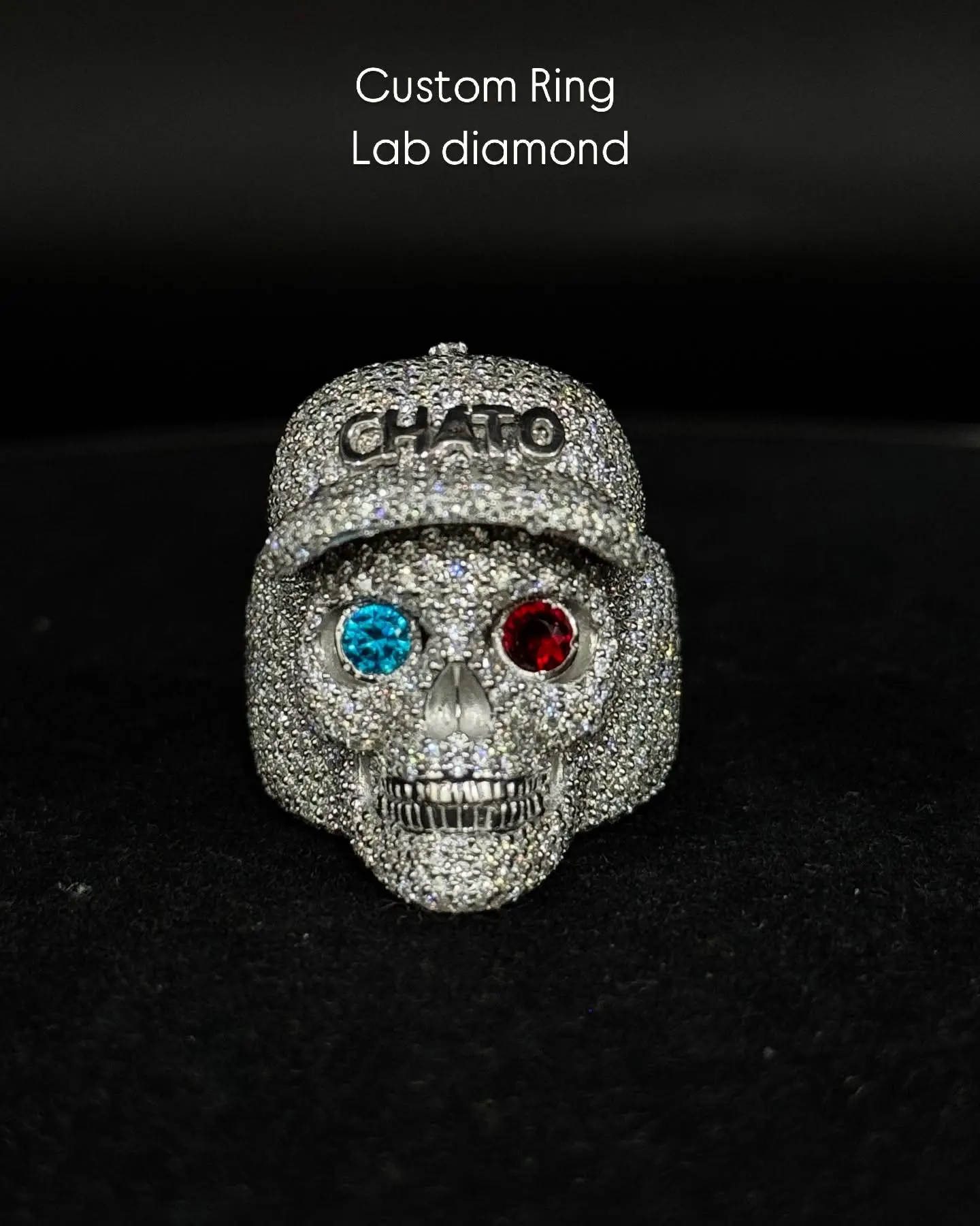IcedJewelz Custom VVS1 Moissanite "Chato Skull" Statement Ring - Image 5