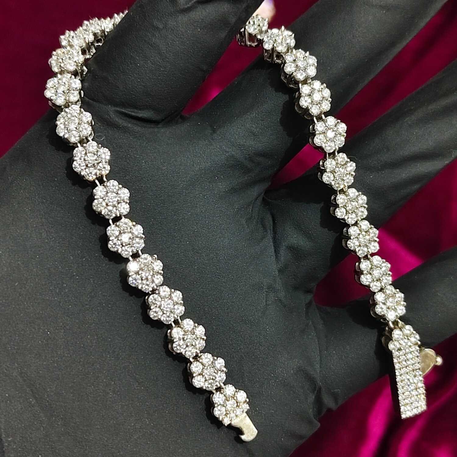 IcedJewelz VVS1 Moissanite "Floral Frost" Cluster Tennis Bracelet - Image 3