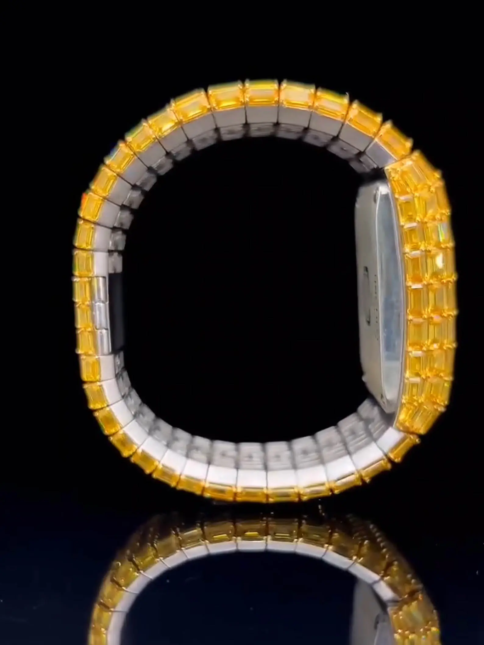 IcedJewelz "Canary Glacier" Fully Flooded Emerald-Cut Moissanite Two-Tone Watch - Image 3