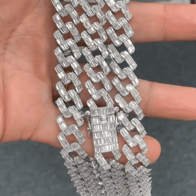 14mm Silver Diamond Men’s Moissanite Chains Iced Out Cuban Link Chain