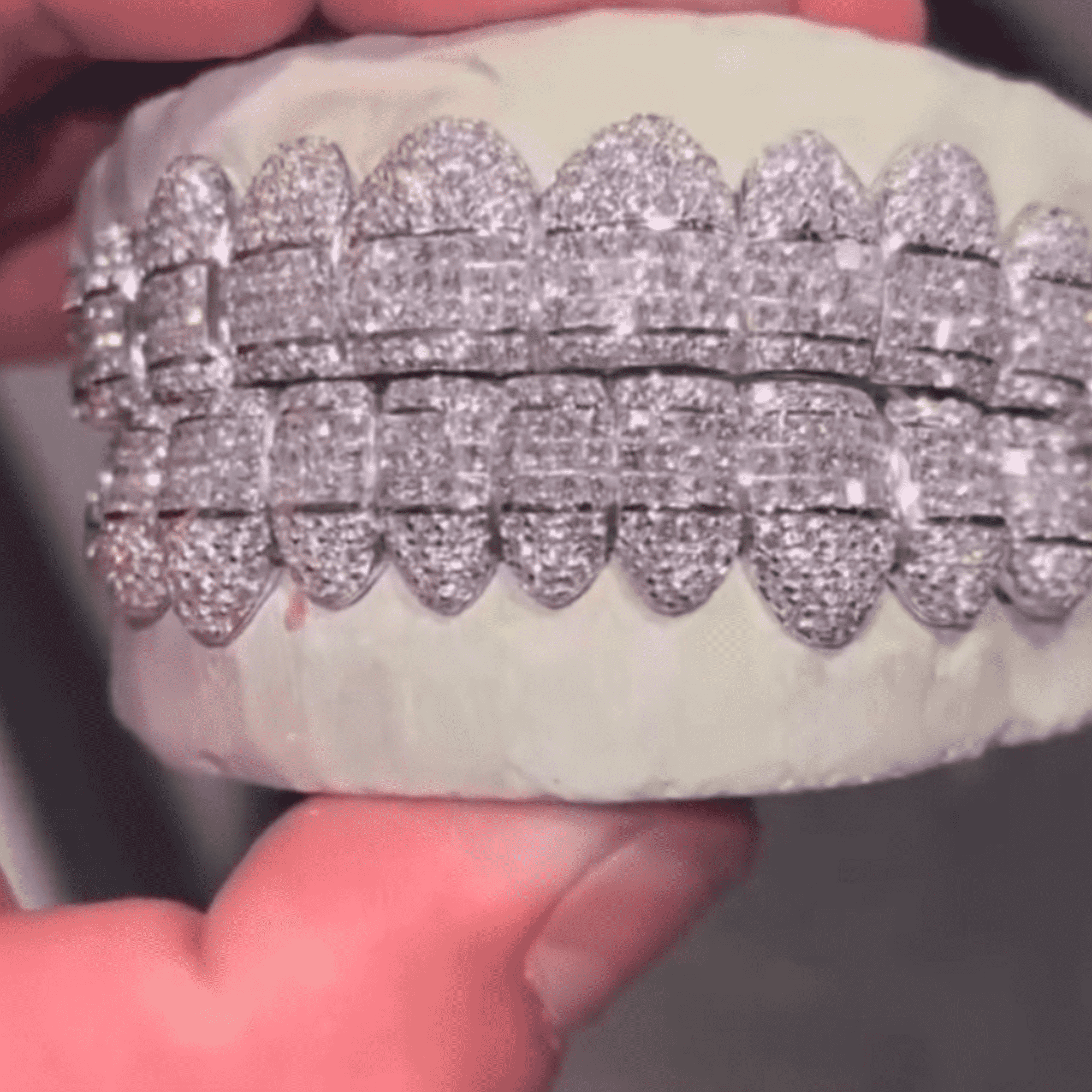 Double Row Iced Out Teeth Grillz – Maximum Shine Custom Fit Mouthpiece 2 Double Row Iced Out Teeth Grillz – Maximum Shine Custom Fit Mouthpiece - Image 2