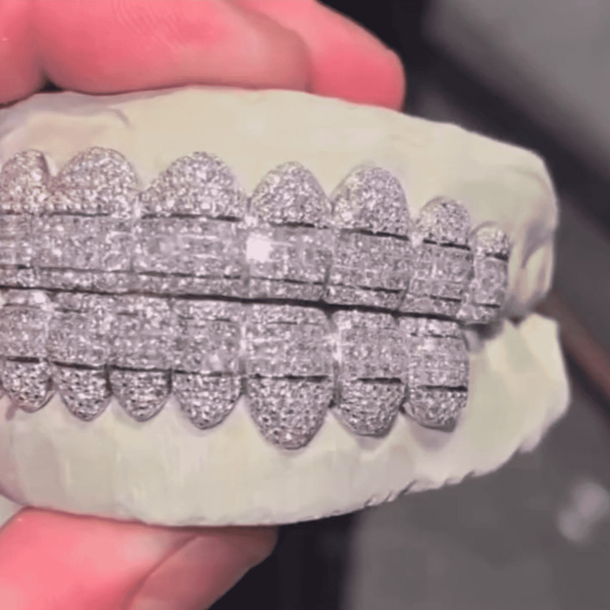 Double Row Iced Out Teeth Grillz – Maximum Shine Custom Fit Mouthpiece 3 Double Row Iced Out Teeth Grillz – Maximum Shine Custom Fit Mouthpiece - Image 3