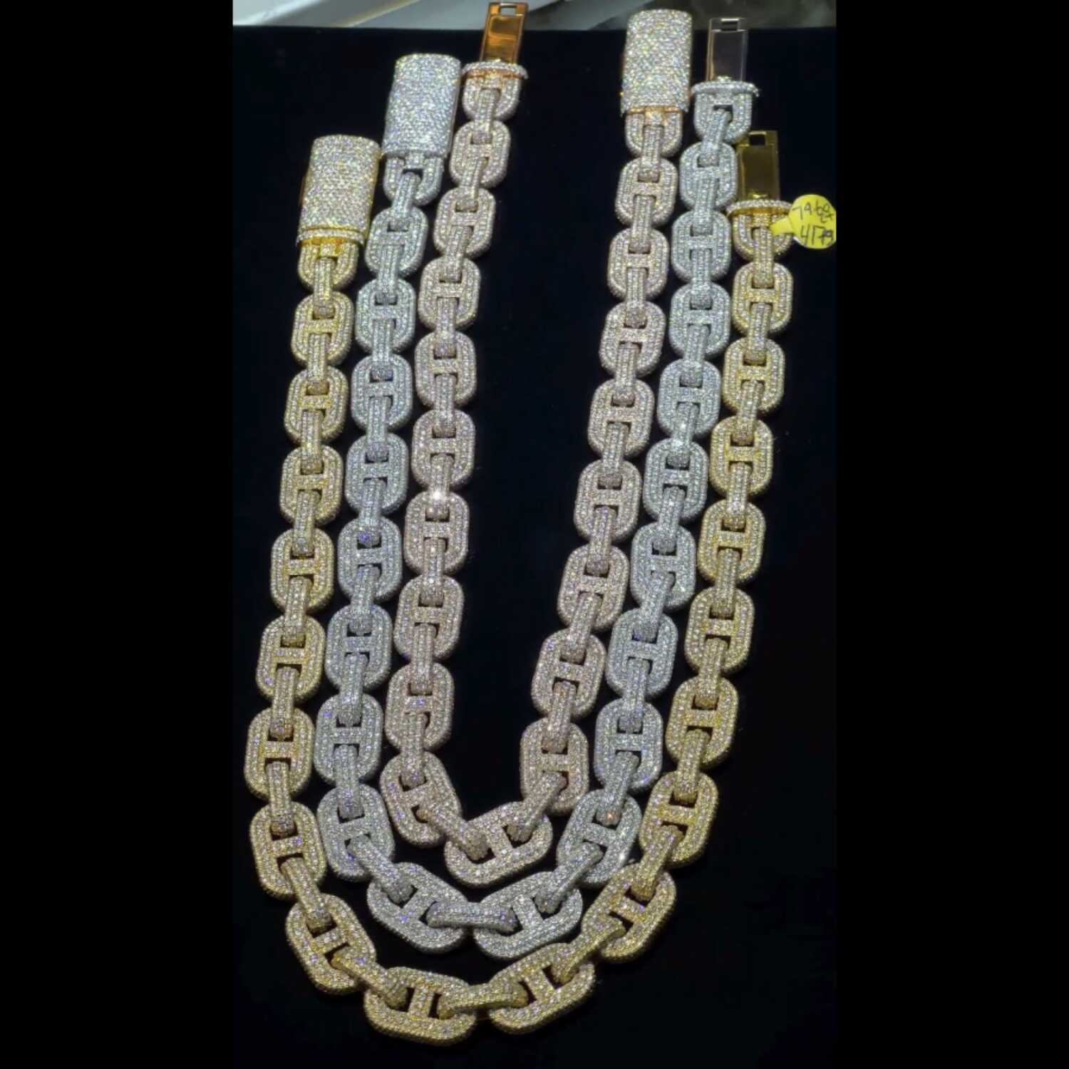 16mm Elegant Diamond Moissanite Chain for Men & Women in Silver Finish 3 16mm Mens Silver Cuban Link Chain