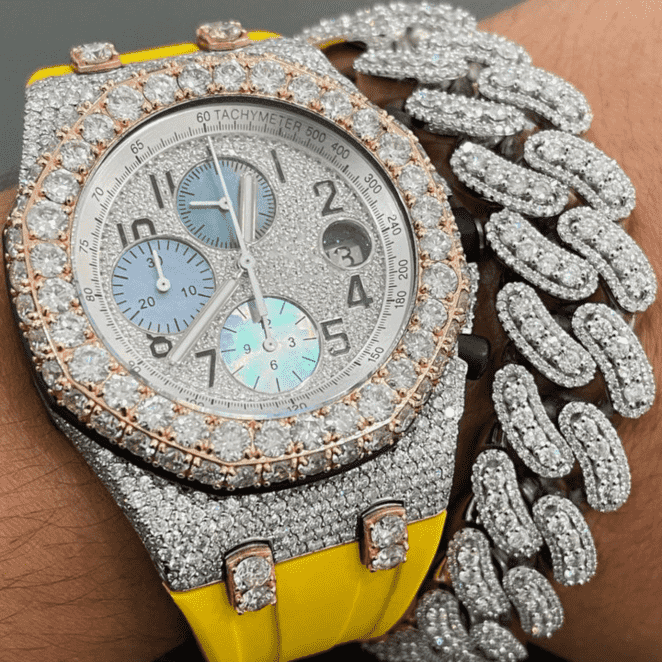 Diamond Moissanite Fully Iced Out Watch 1 Diamond Moissanite Fully Iced Out Watch