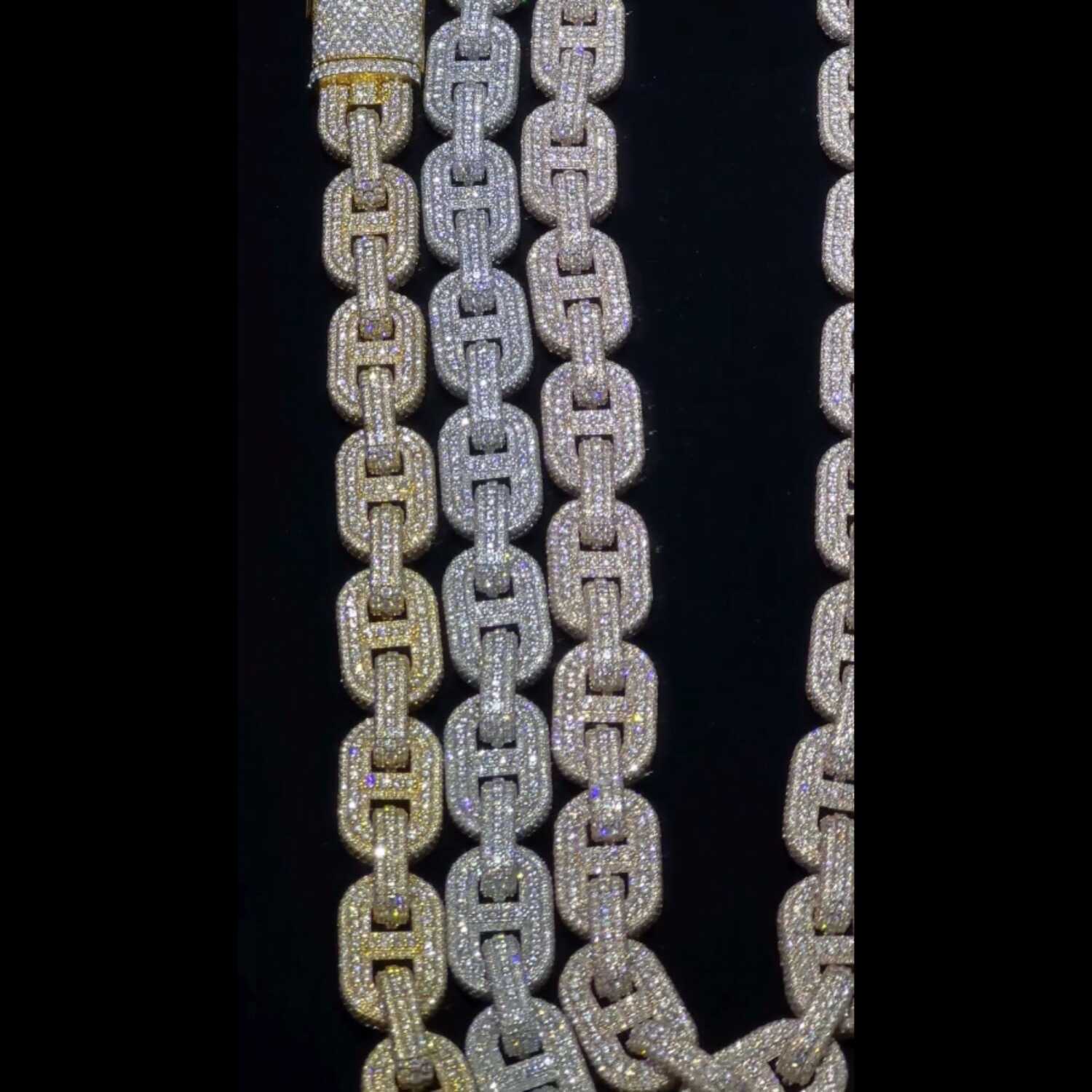 16mm Elegant Diamond Moissanite Chain for Men & Women in Silver Finish 4 16mm Mens Silver Cuban Link Chain