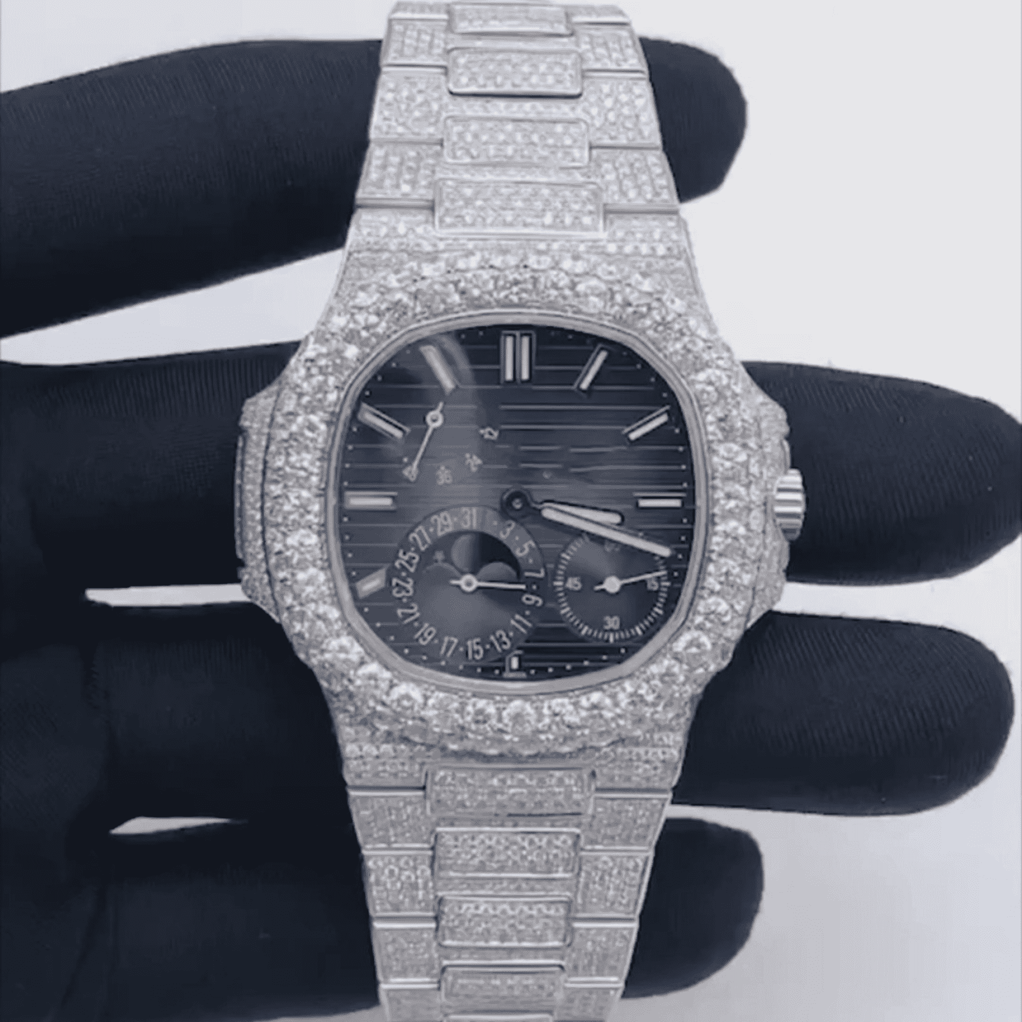 Stainless Steel Luxury Watch with Full Iced Out Finish 1 Stainless Steel Luxury Watch with Full Iced Out Finish
