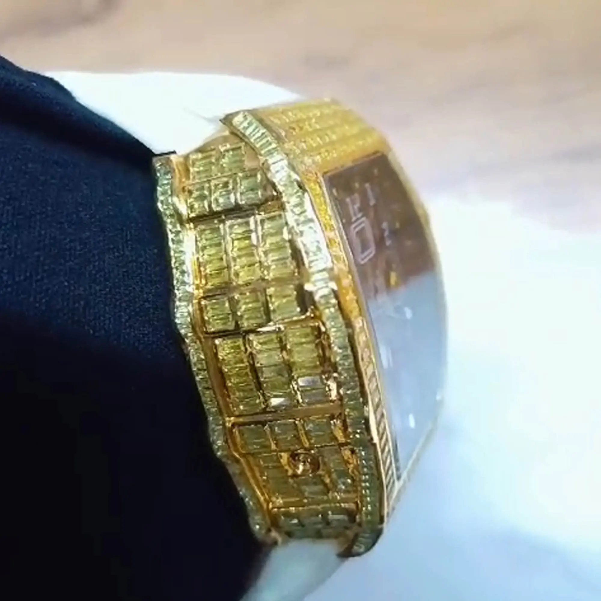 IcedJewelz Gold "RM Edition" – Lab-Created Yellow Sapphire & White Rubber Strap 5 Lab-Created Yellow Sapphire & White Rubber Strap