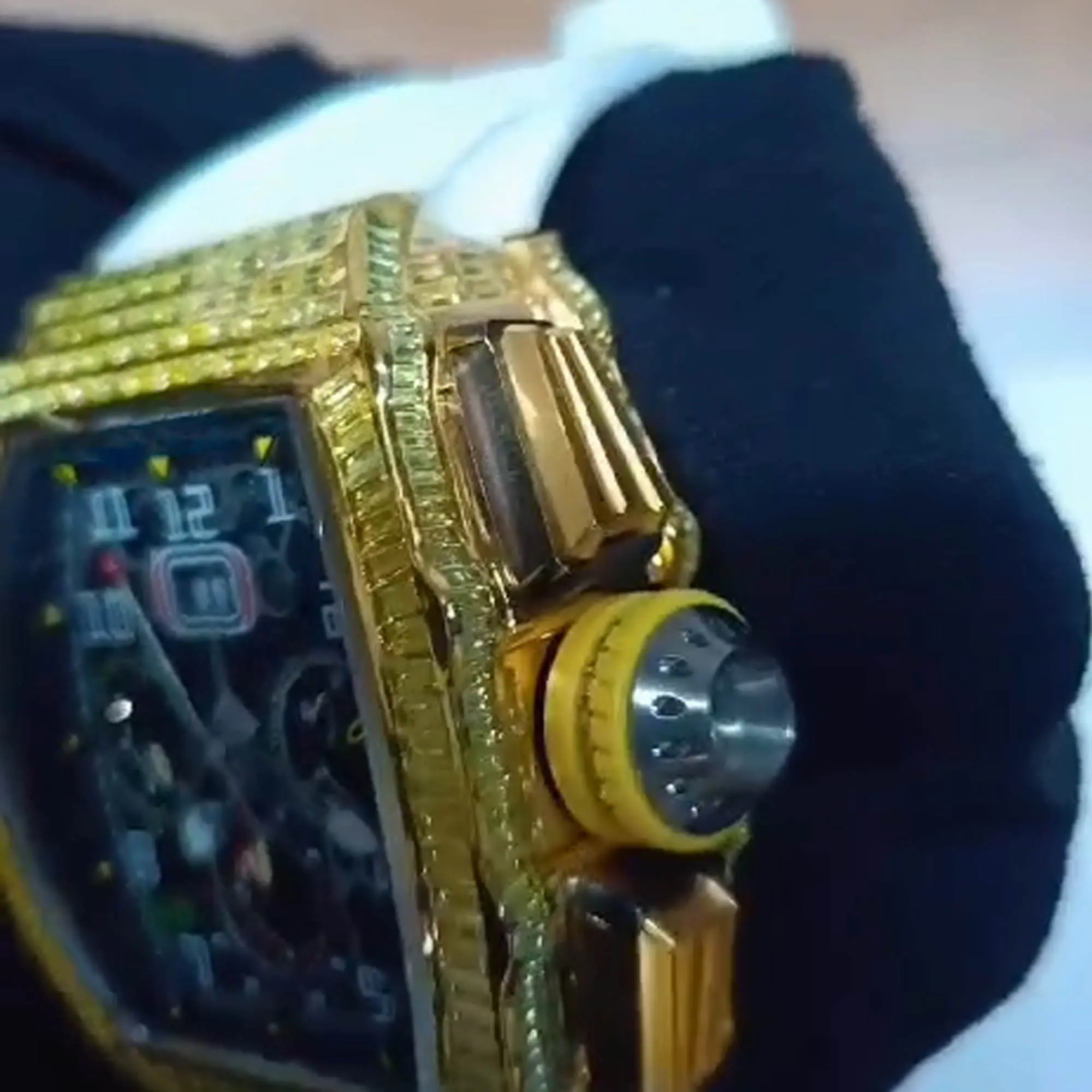 IcedJewelz Gold "RM Edition" – Lab-Created Yellow Sapphire & White Rubber Strap 4 Lab-Created Yellow Sapphire & White Rubber Strap