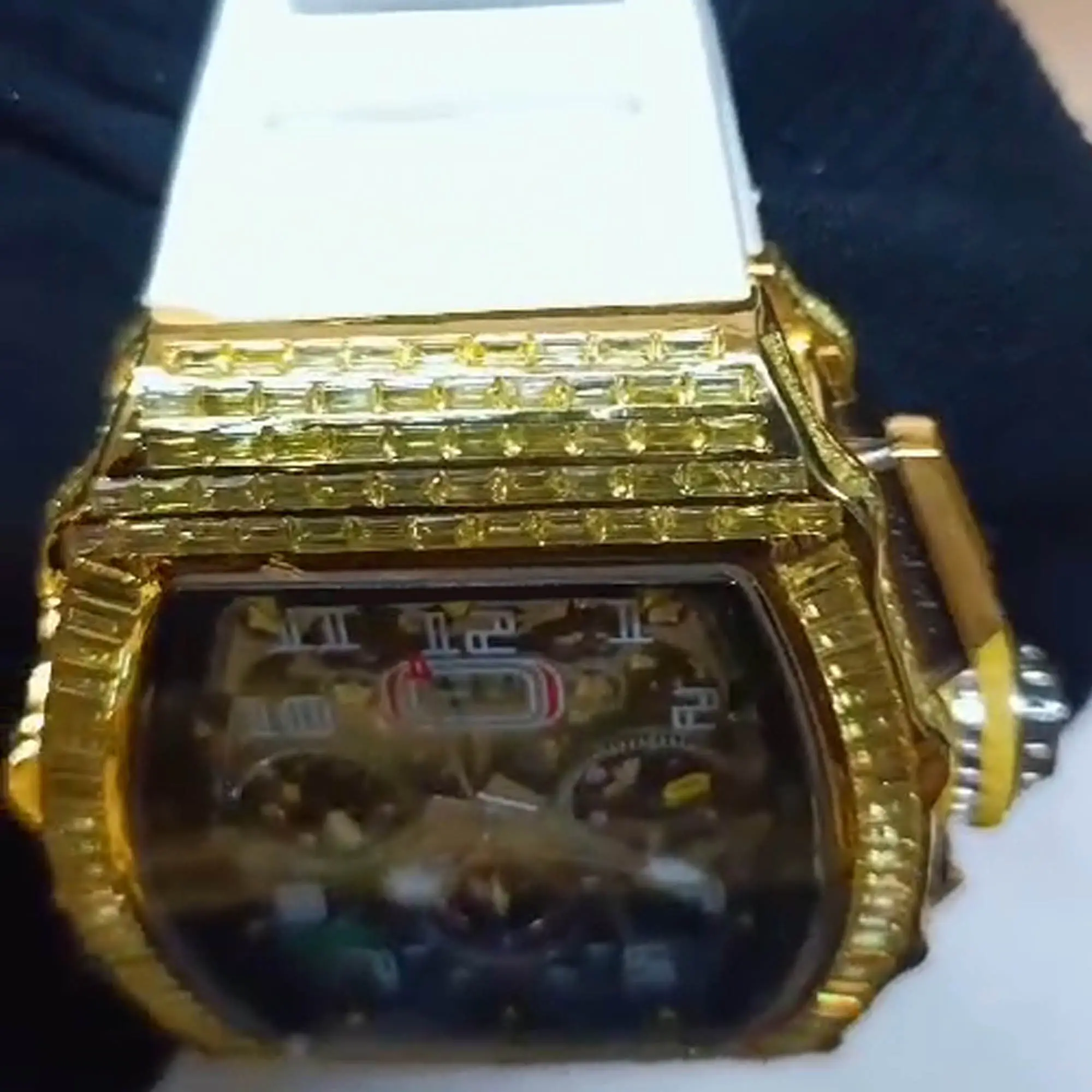 IcedJewelz Gold "RM Edition" – Lab-Created Yellow Sapphire & White Rubber Strap 3 Lab-Created Yellow Sapphire & White Rubber Strap