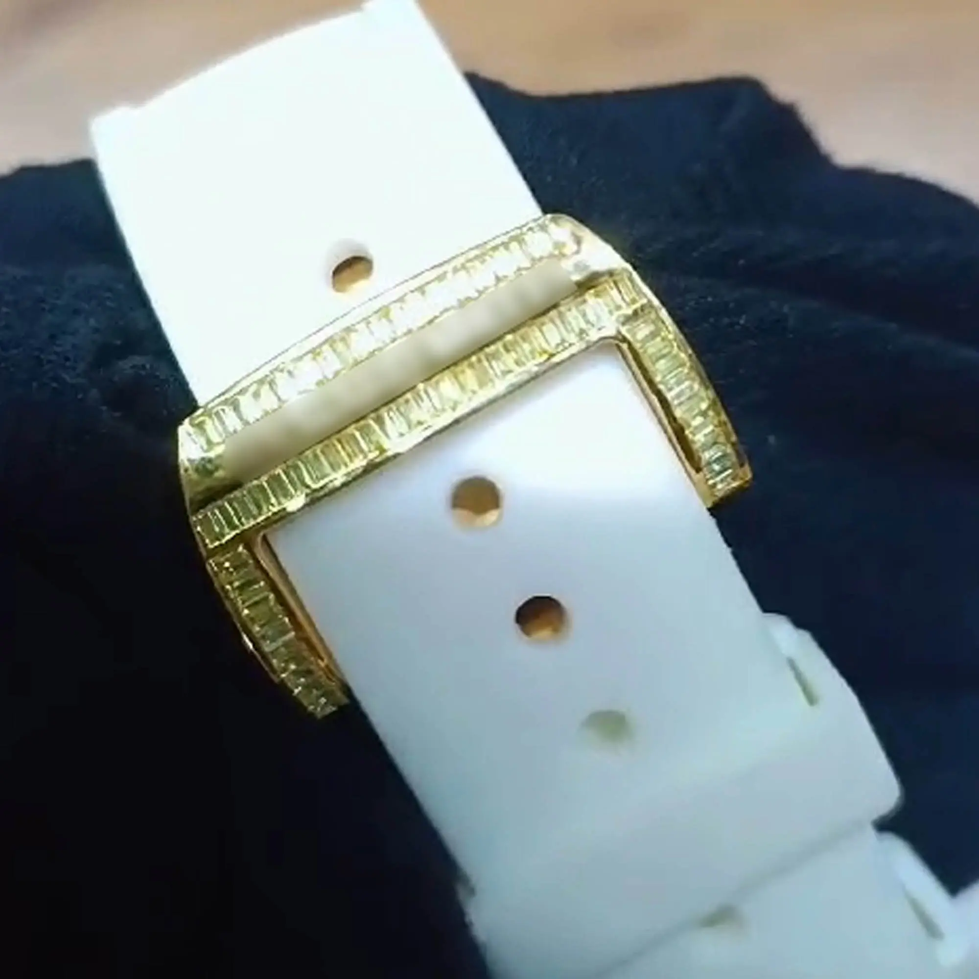 IcedJewelz Gold "RM Edition" – Lab-Created Yellow Sapphire & White Rubber Strap 2 Lab-Created Yellow Sapphire & White Rubber Strap