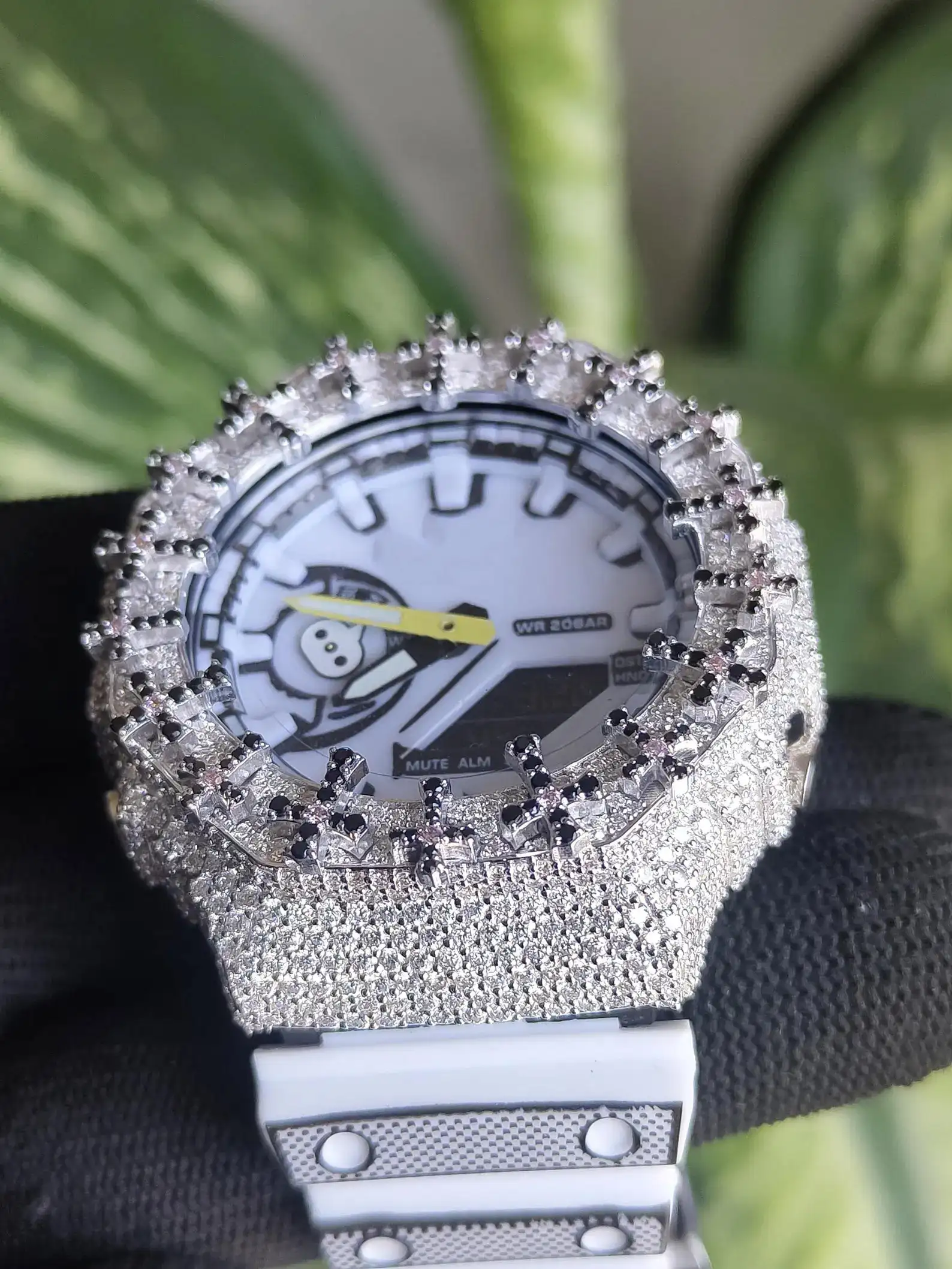 IcedJewelz "Black Cross" Custom Octagon Digital – White Strap VVS1 Moissanite Edition 2 vvs icedout watch