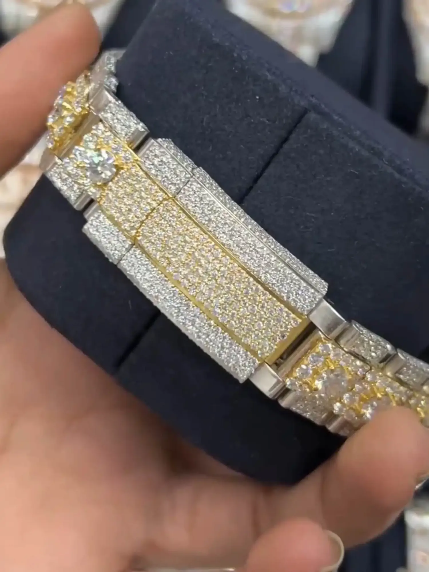 GRA Certified Moissanite Bustdown Watch 3 GRA Certified Moissanite Bustdown Watch