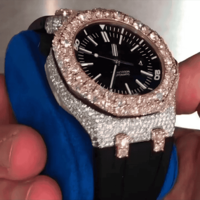 Iced Out Moissanite Watch with Sporty Silicone Band - Image 4