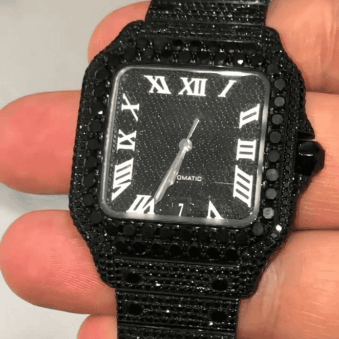 Iced Out VVS Moissanite Watch in Stainless Steel