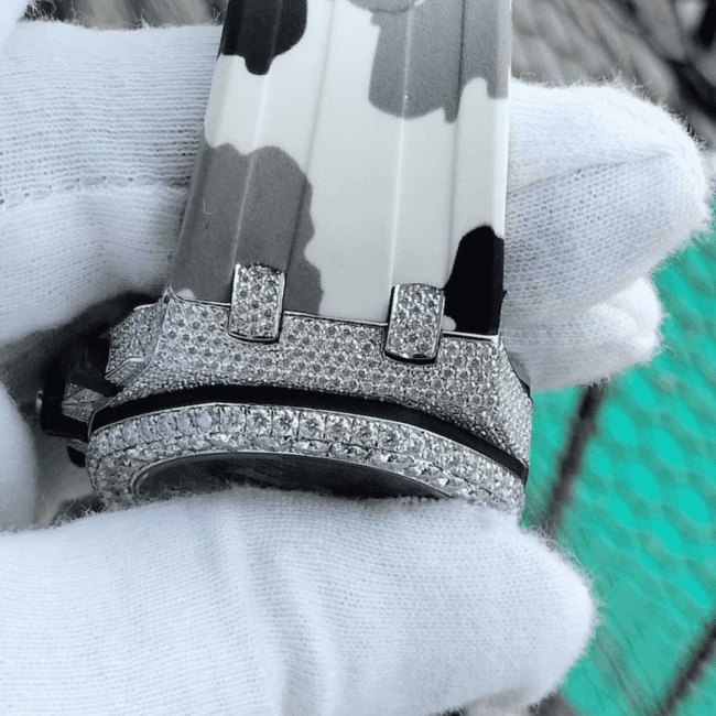 Heavy Iced Out Moissanite Watch Silicone Band - Image 4