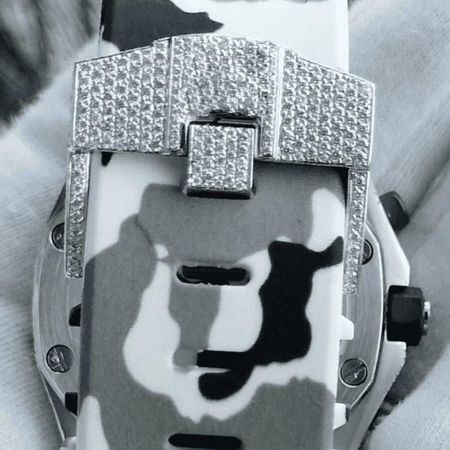 Heavy Iced Out Moissanite Watch Silicone Band - Image 3