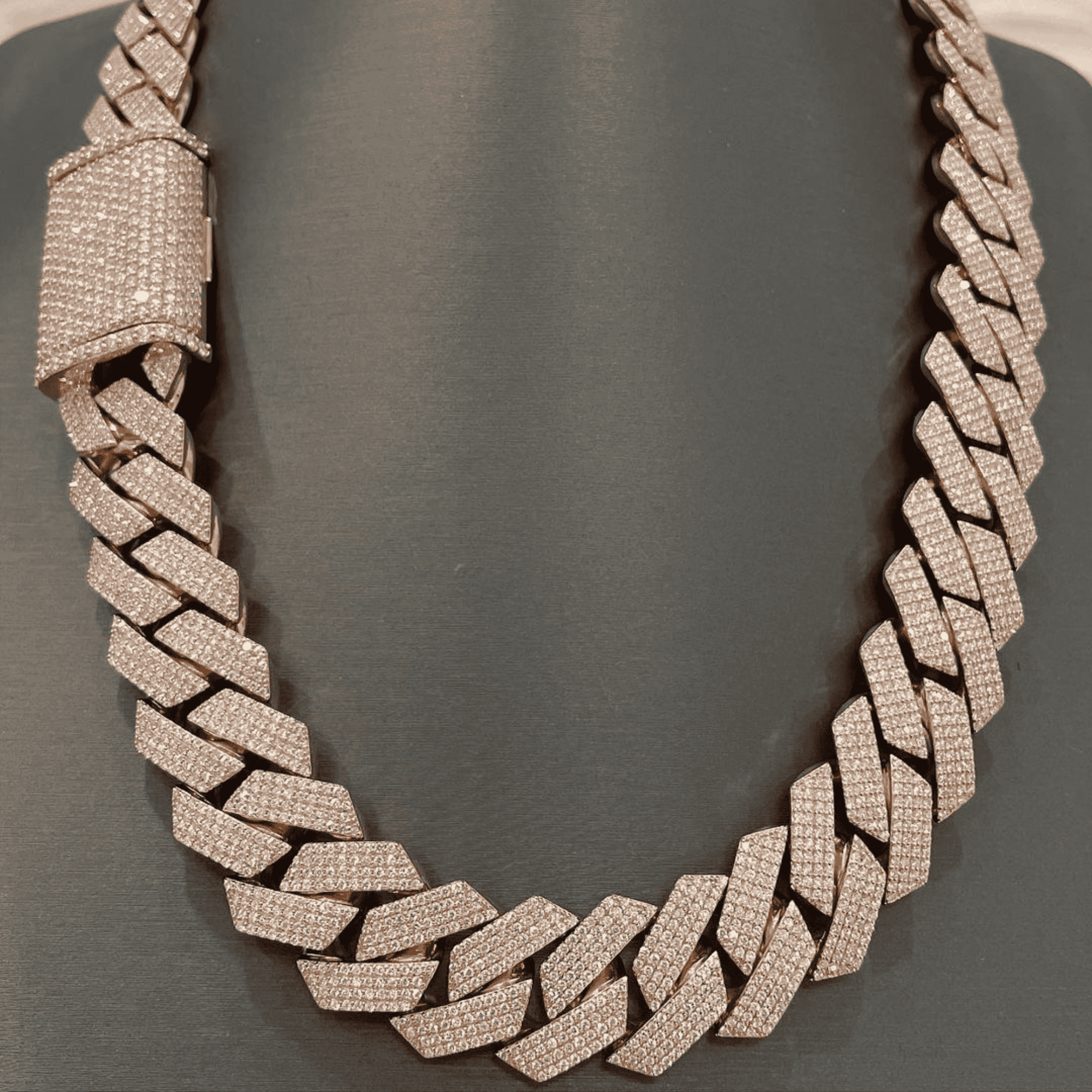 22mm Heavy Silver Diamond Iced Out Cuban Link Men’s Moissanite Chains