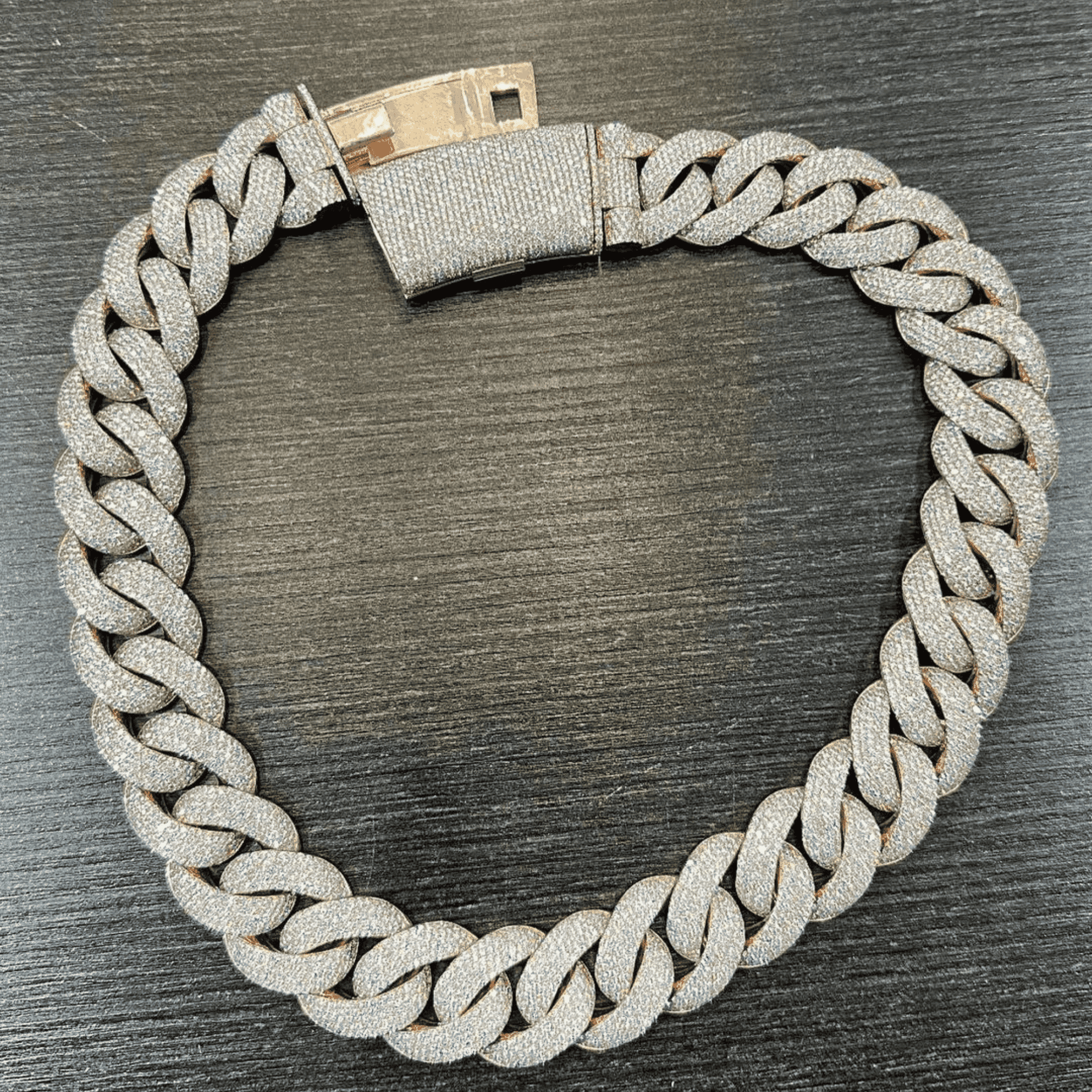 24mm Sterling Silver Diamond Iced Out Cuban Link Chain Men’s Moissanite Chains
