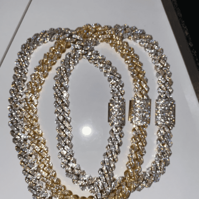Miami Diamond Cut Silver Men’s Moissanite Chains Iced Out Cuban Link Chain