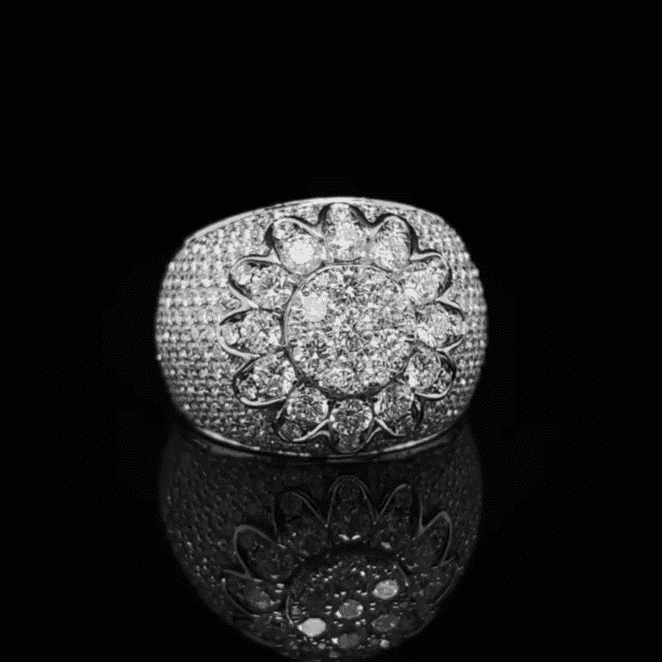 925 Silver Iced Out Ring, Hip Hop Ring for Mens, VVS Moissanite Diamonds